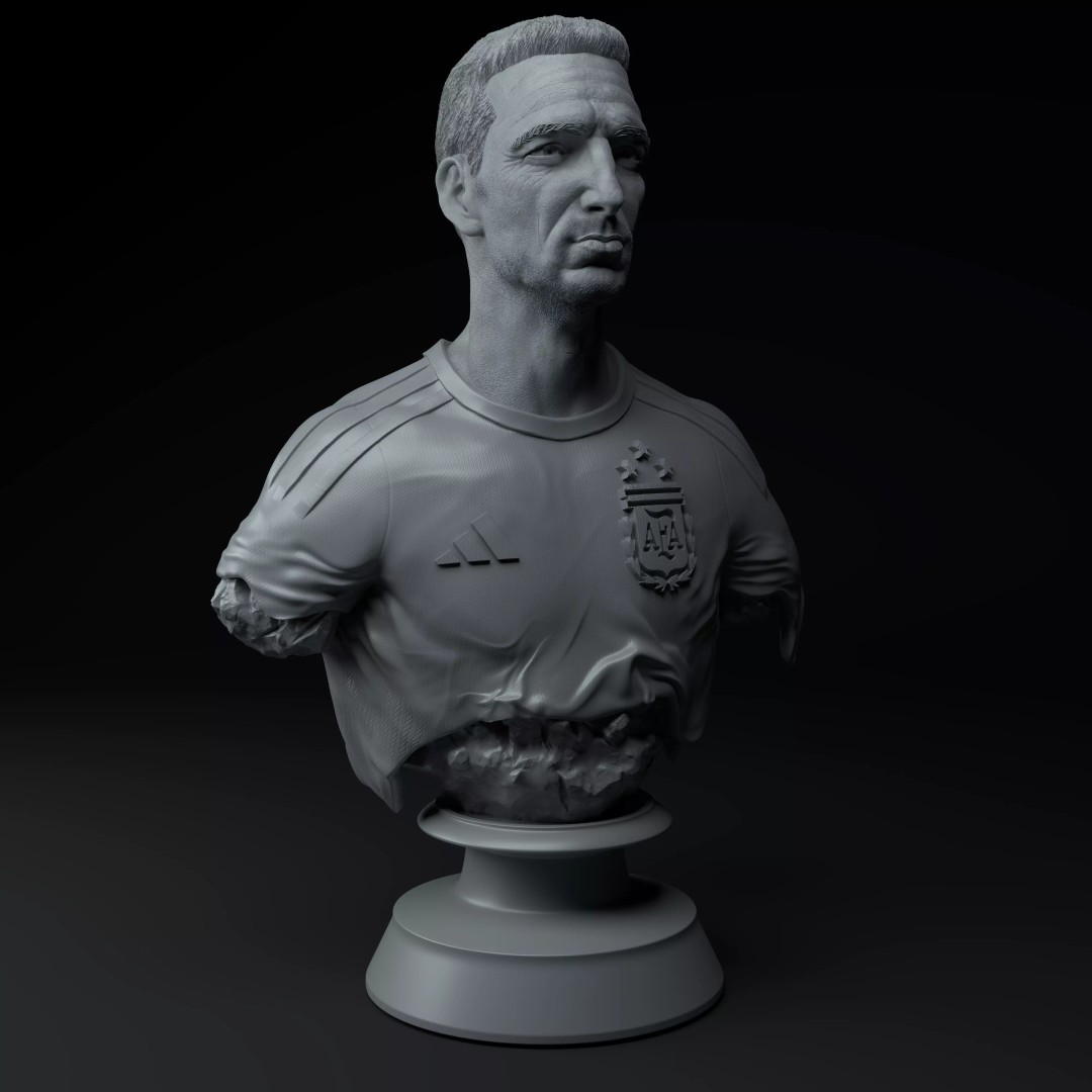 Lionel Scaloni 3D Bust Model – High-Quality Printable Sculpture, STL