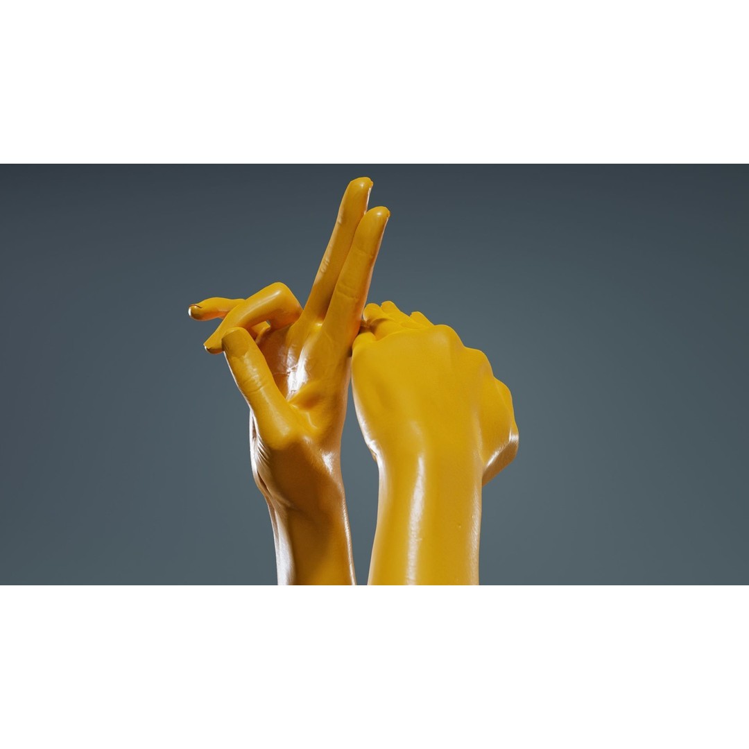 Duo Hands 3D Model – Low Poly Gesture Asset, PBR Textures, FBX - View 15