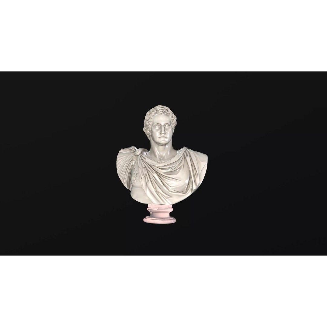Imperial Roman Bust 3D Model – High Detail Sculpture, OBJ Format - View 2