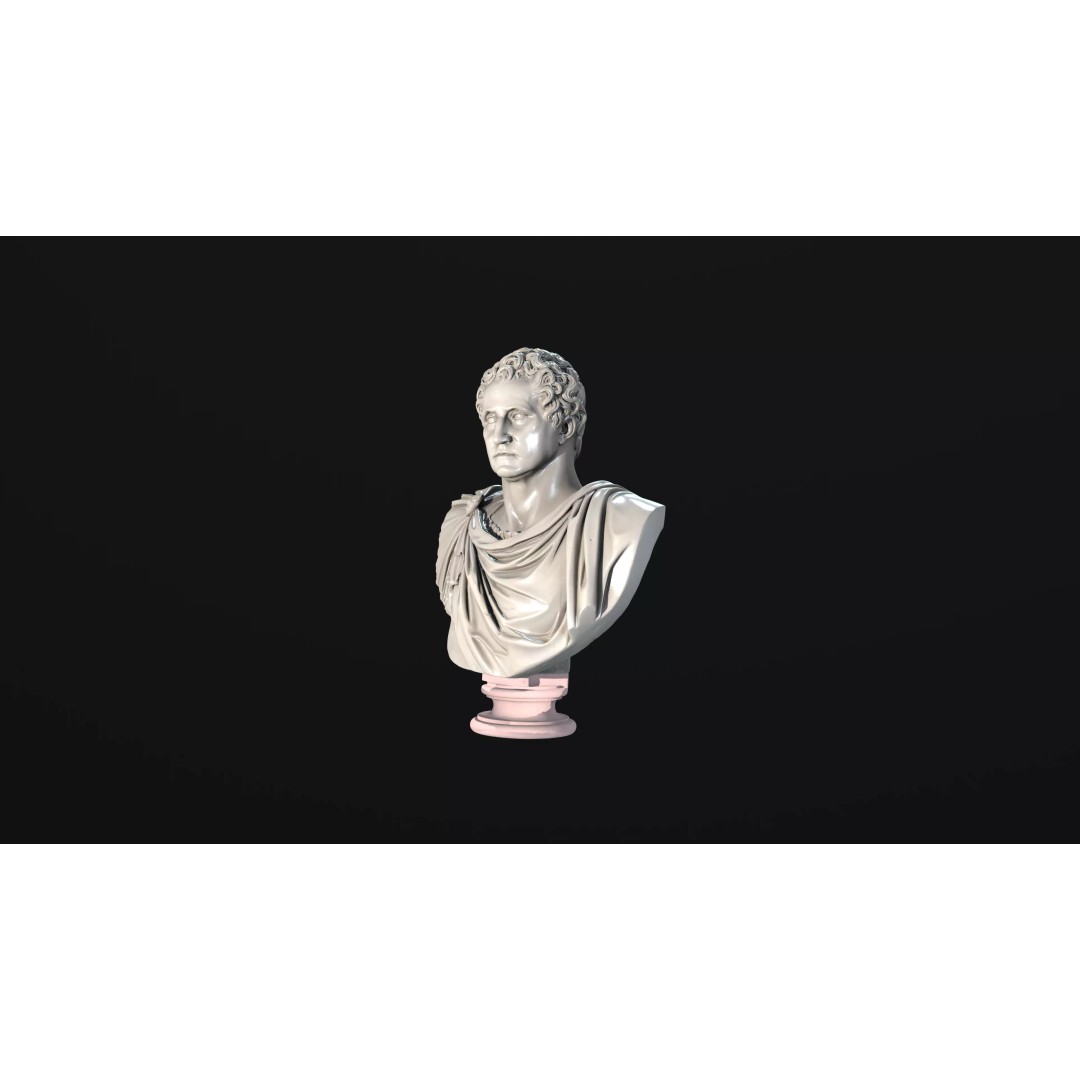 Imperial Roman Bust 3D Model – High Detail Sculpture, OBJ Format - View 3