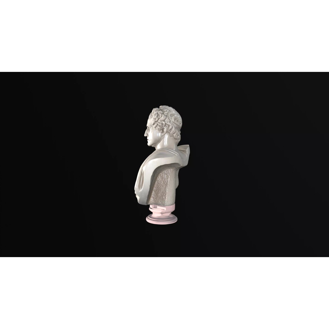 Imperial Roman Bust 3D Model – High Detail Sculpture, OBJ Format - View 4