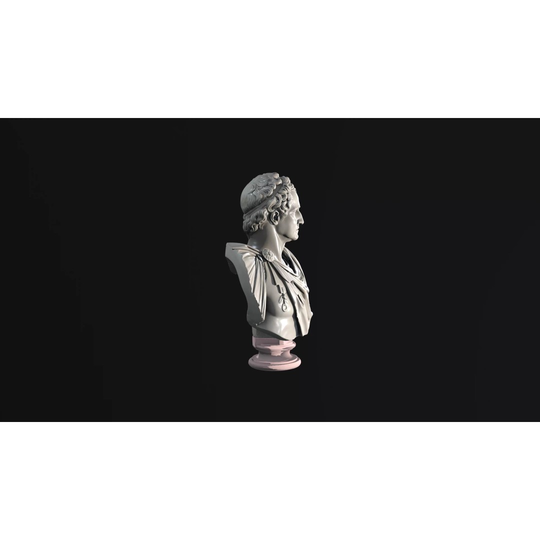 Imperial Roman Bust 3D Model – High Detail Sculpture, OBJ Format - View 6