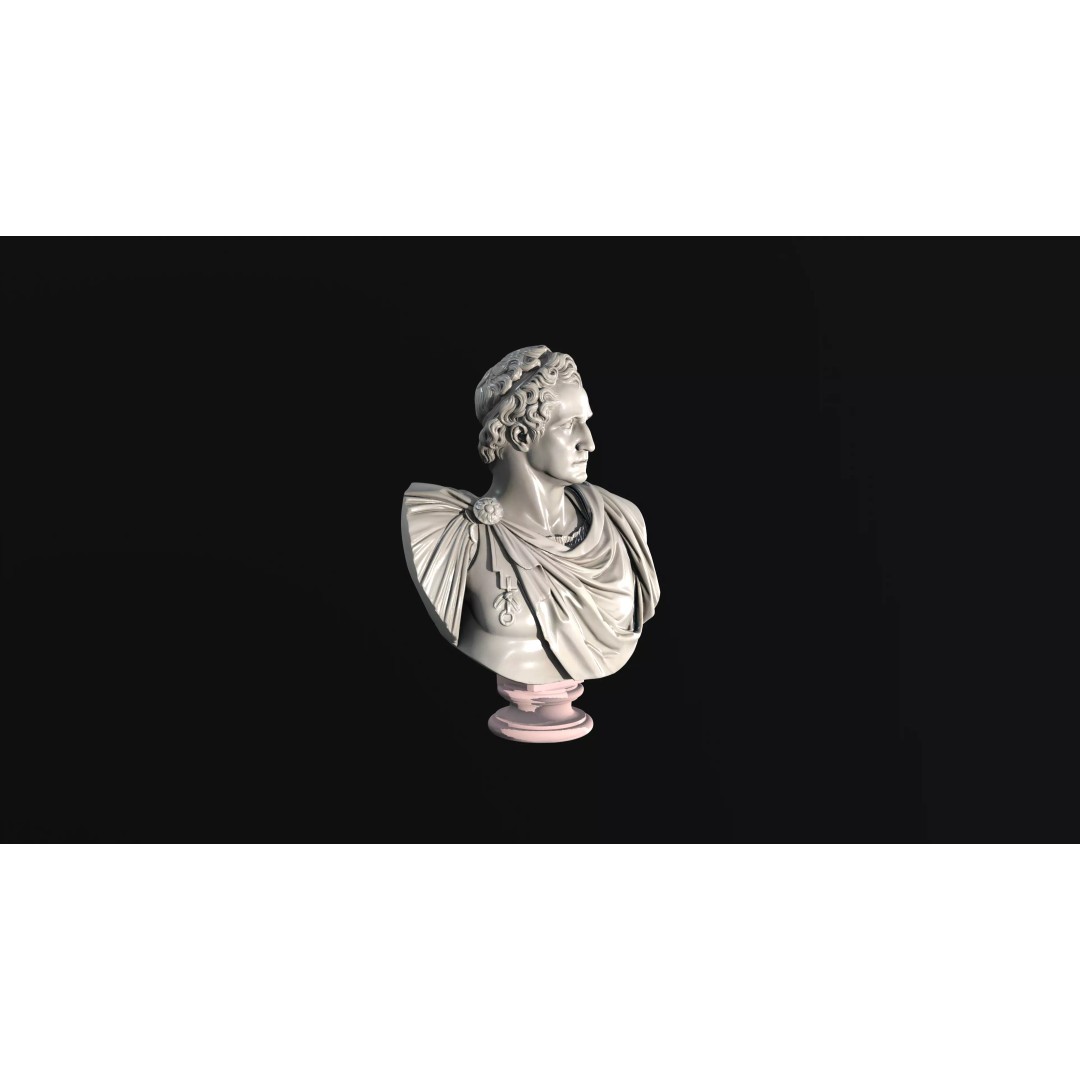 Imperial Roman Bust 3D Model – High Detail Sculpture, OBJ Format - View 7