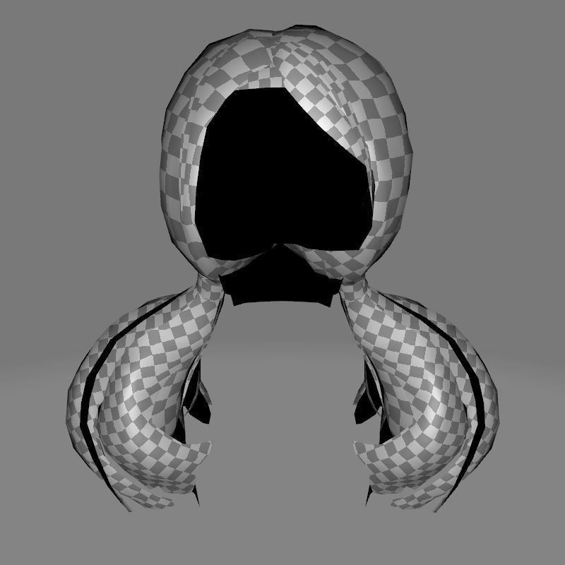 Sleek Pigtail Hair 3D Model – Low Poly Game Asset, FBX, PBR