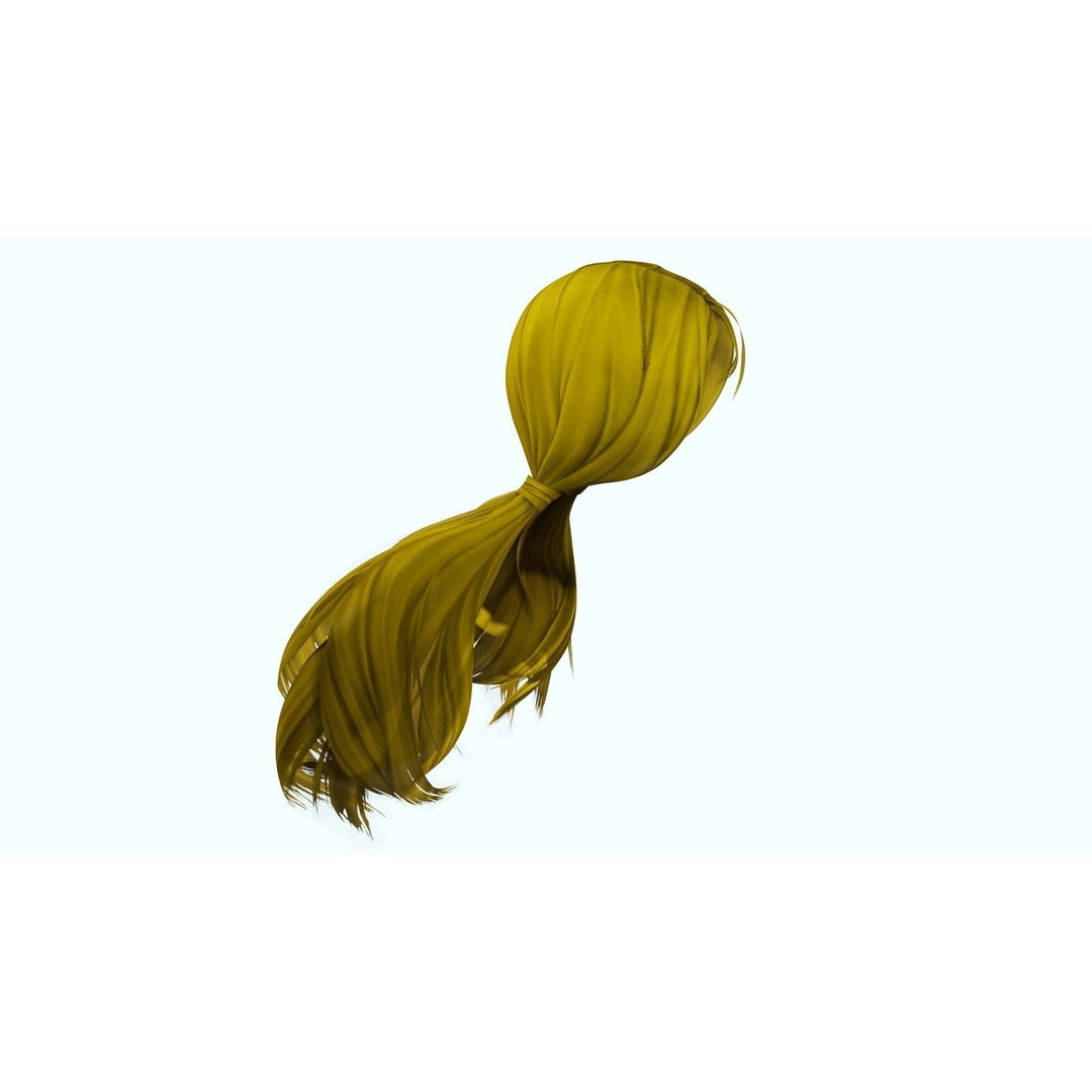 Sleek Pigtail Hair 3D Model – Low Poly Game Asset, FBX, PBR - View 11