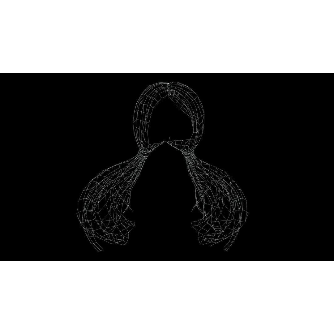 Sleek Pigtail Hair 3D Model – Low Poly Game Asset, FBX, PBR - View 12