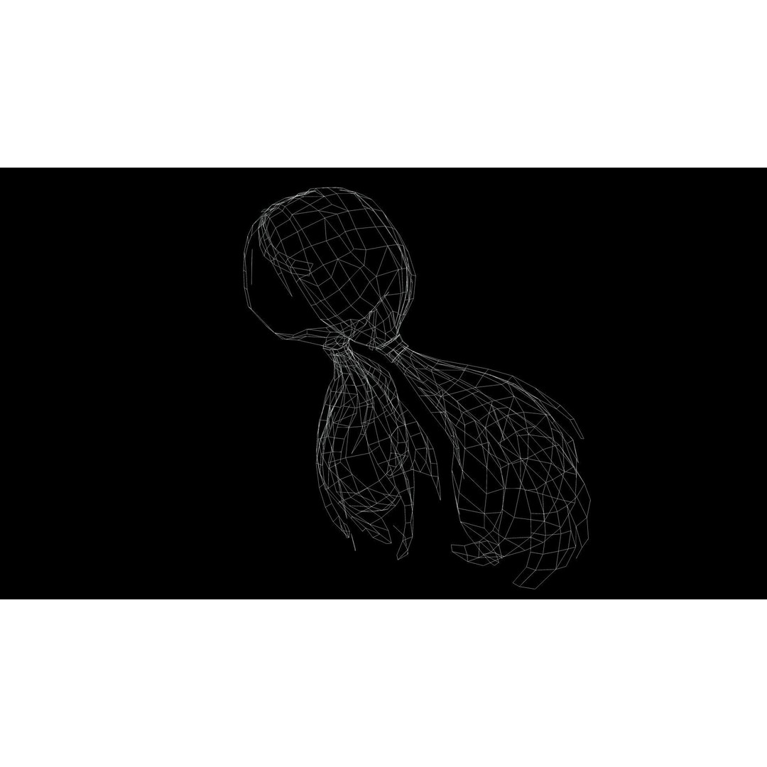 Sleek Pigtail Hair 3D Model – Low Poly Game Asset, FBX, PBR - View 13