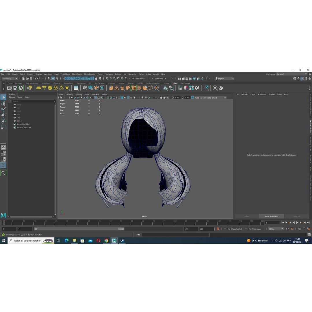Sleek Pigtail Hair 3D Model – Low Poly Game Asset, FBX, PBR - View 14