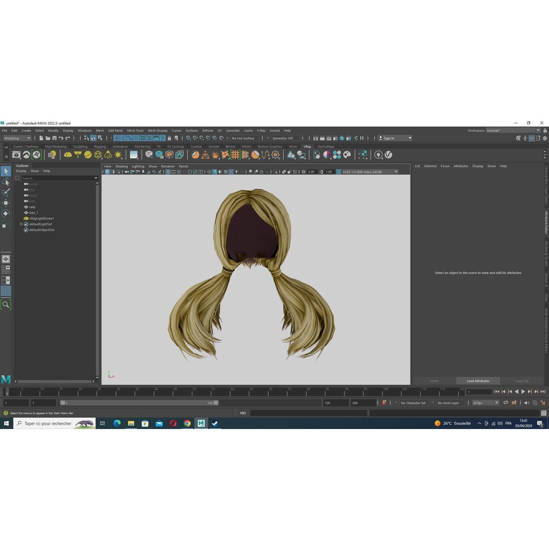 Sleek Pigtail Hair 3D Model – Low Poly Game Asset, FBX, PBR - View 16