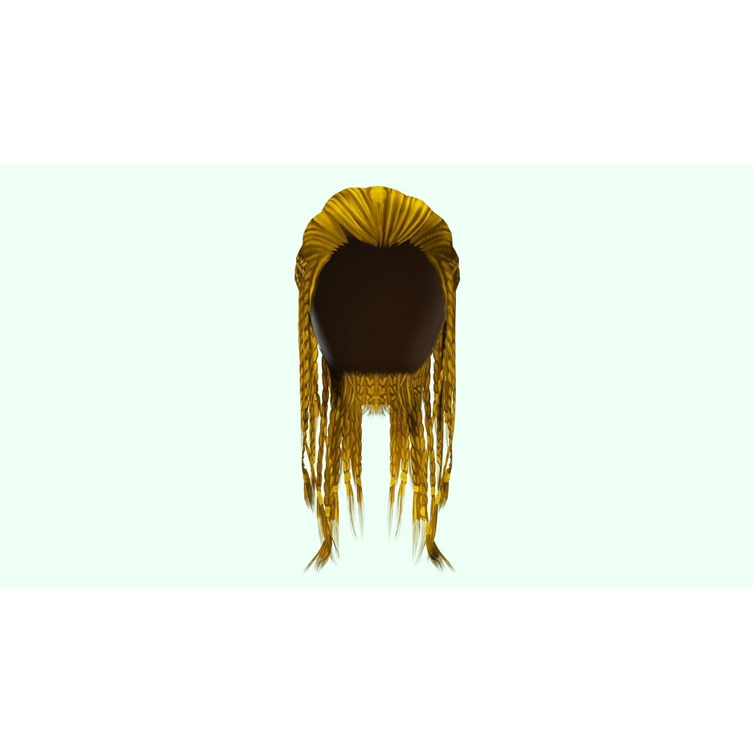 Female Dreadlocks Hair 3D Model – Low Poly Realistic Hair, FBX - View 11