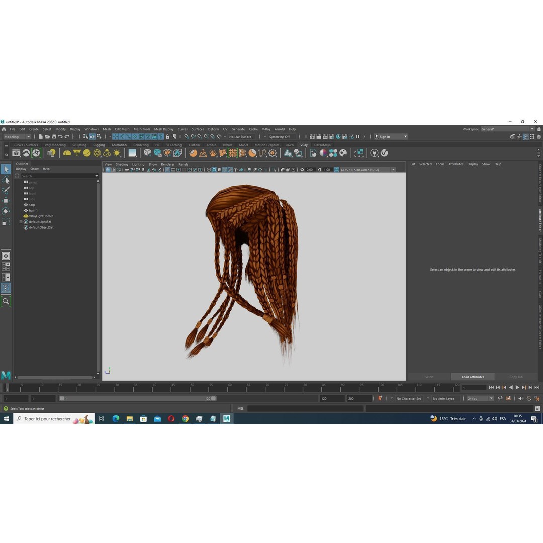 Female Dreadlocks Hair 3D Model – Low Poly Realistic Hair, FBX - View 15