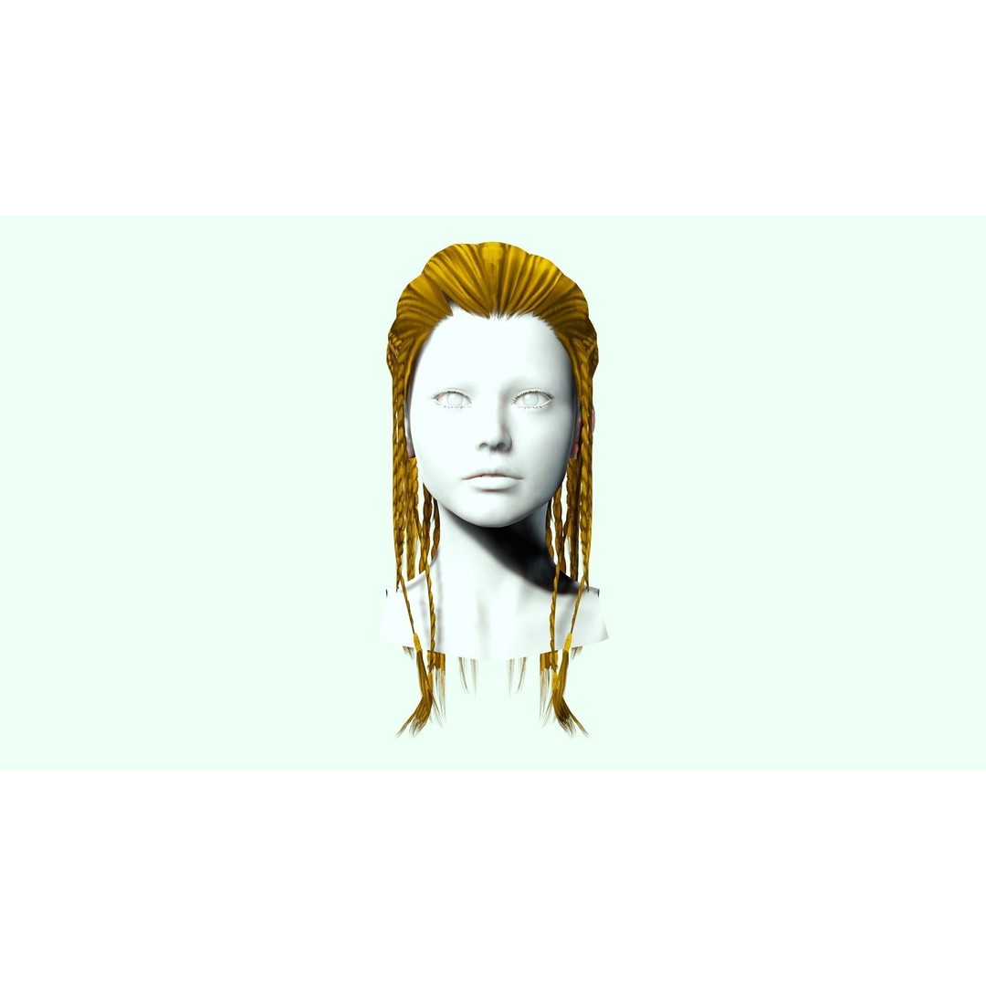 Female Dreadlocks Hair 3D Model – Low Poly Realistic Hair, FBX - View 4