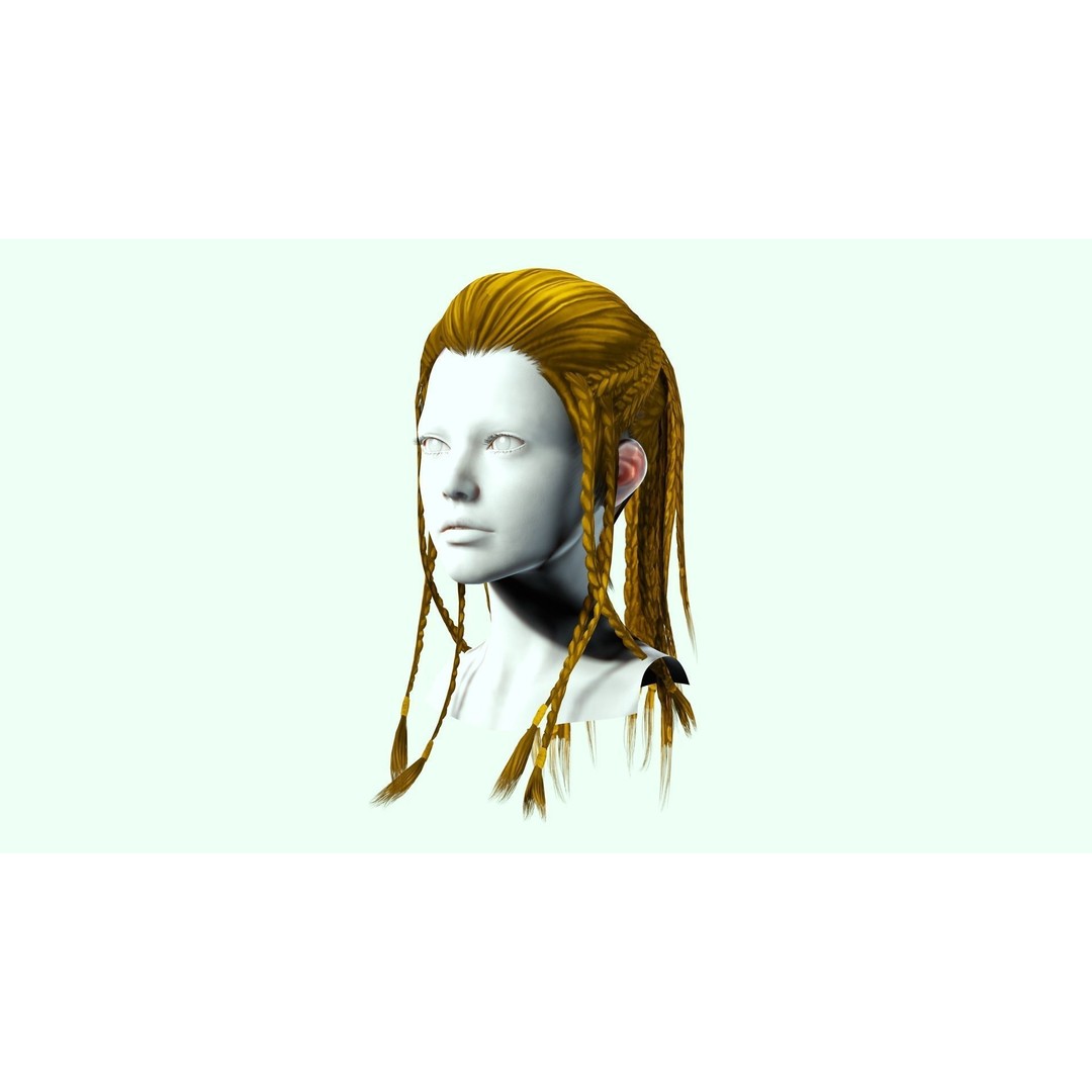 Female Dreadlocks Hair 3D Model – Low Poly Realistic Hair, FBX - View 5