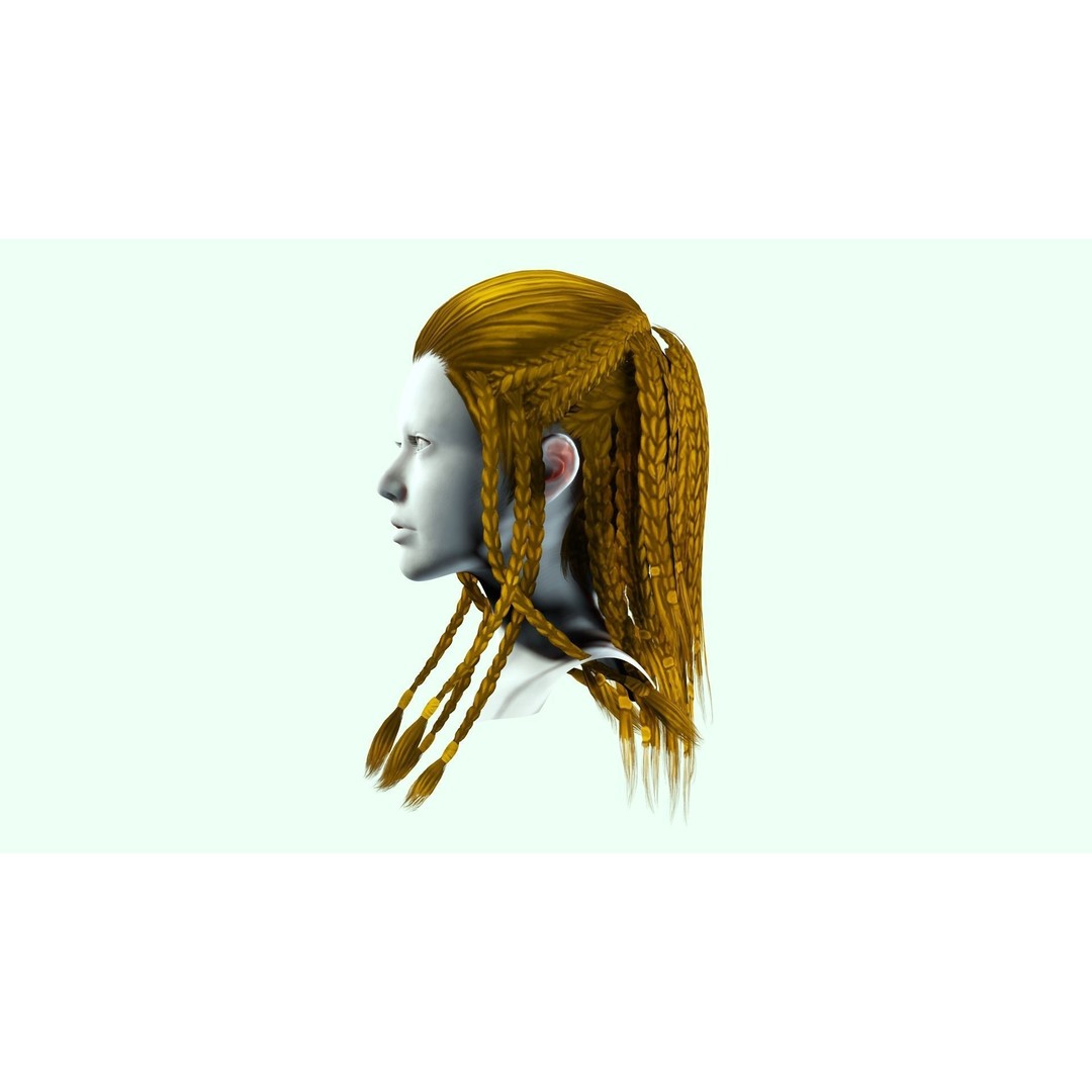 Female Dreadlocks Hair 3D Model – Low Poly Realistic Hair, FBX - View 6
