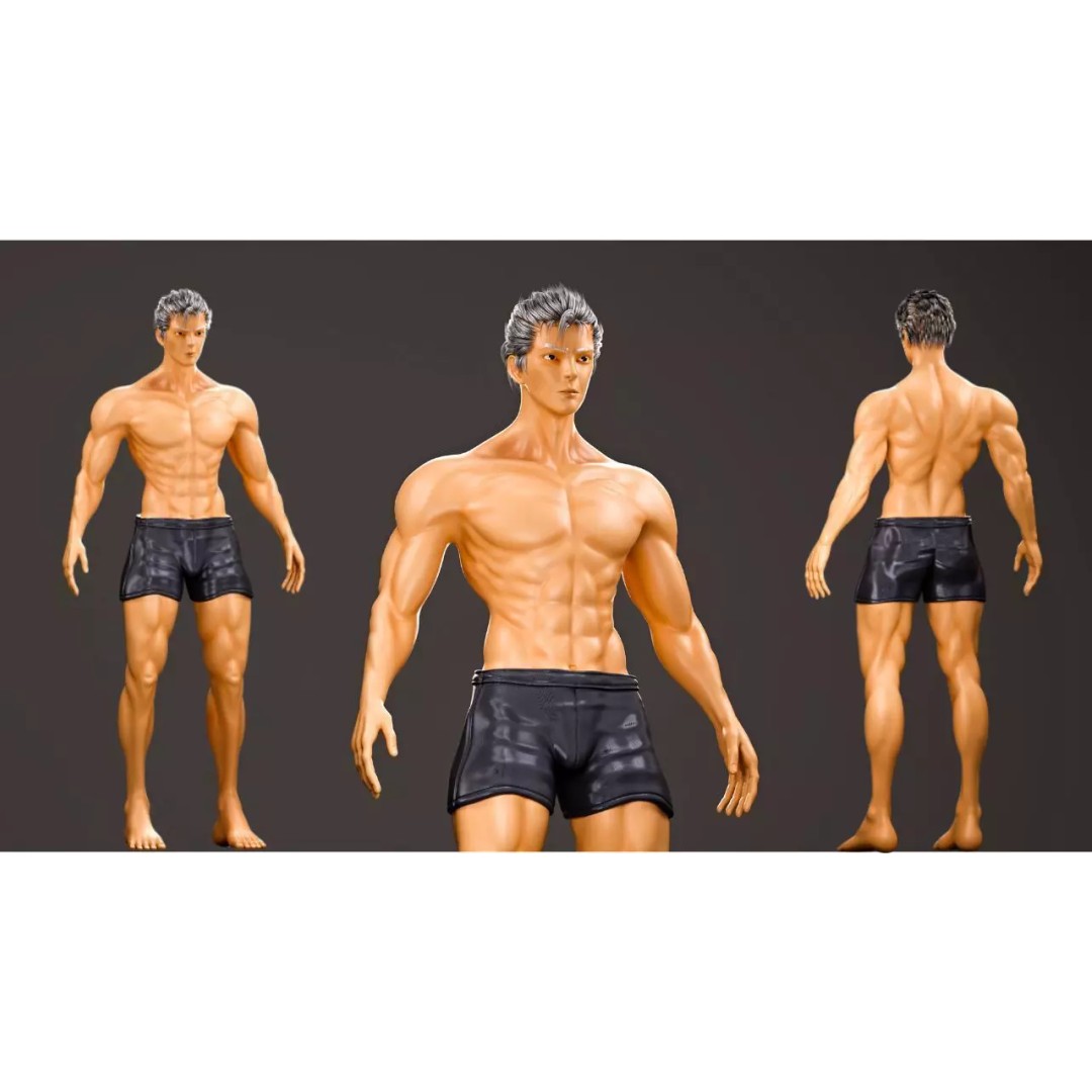 Muscular Man 3D Model – High Poly Character with PBR Textures, FBX/OBJ - View 2