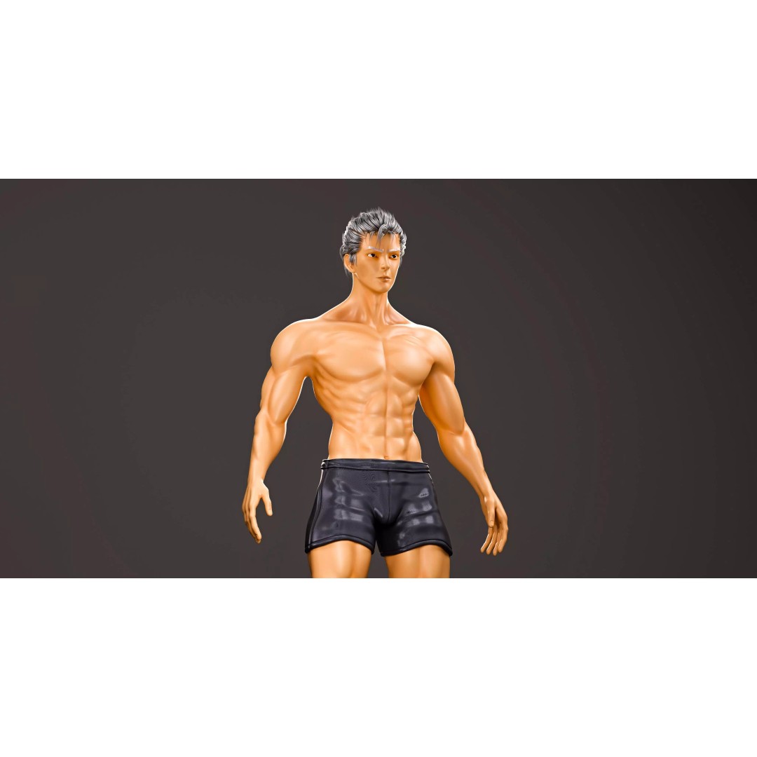 Muscular Man 3D Model – High Poly Character with PBR Textures, FBX/OBJ - View 4