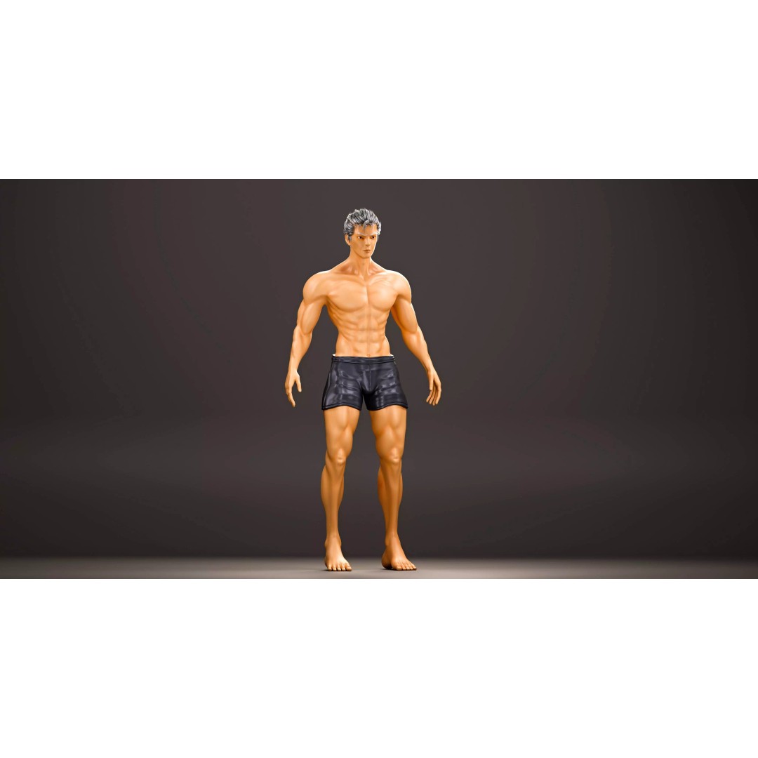 Muscular Man 3D Model – High Poly Character with PBR Textures, FBX/OBJ - View 6