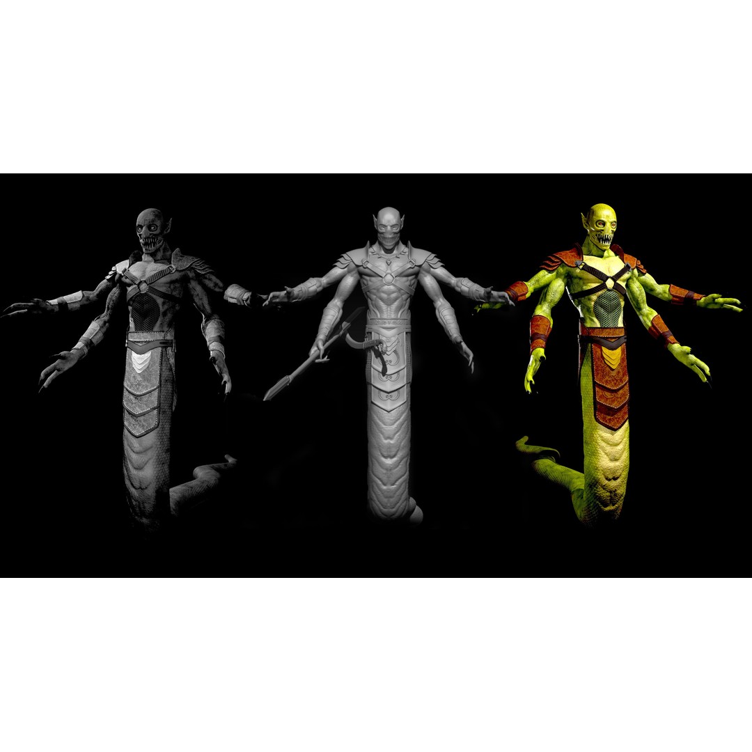 Naagraj Creature 3D Model – Low Poly Character for Animation, FBX