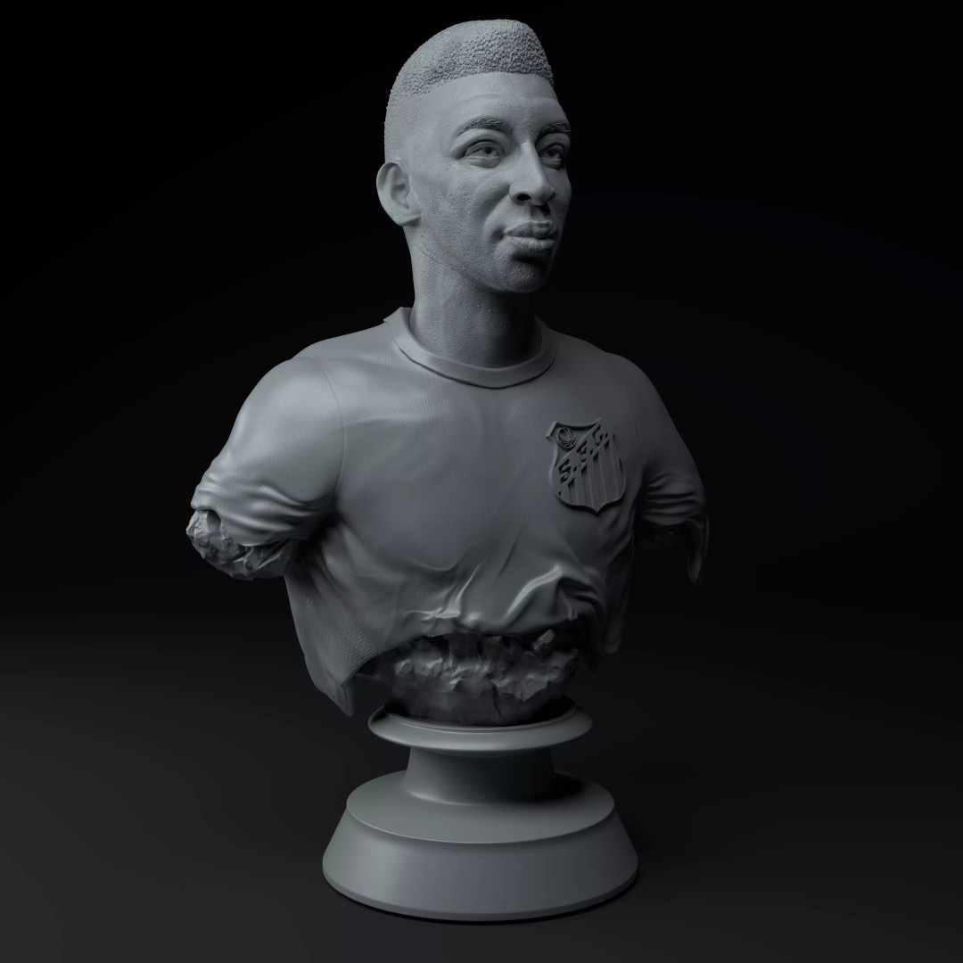 Pelé Premium Bust 3D Model – Detailed Collectible Sculpture, STL