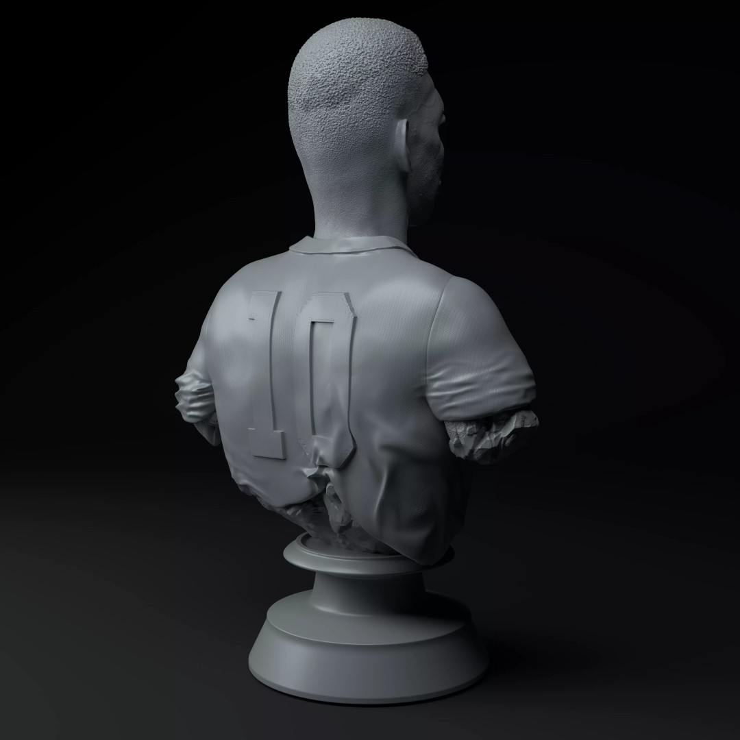 Pelé Premium Bust 3D Model – Detailed Collectible Sculpture, STL - View 7