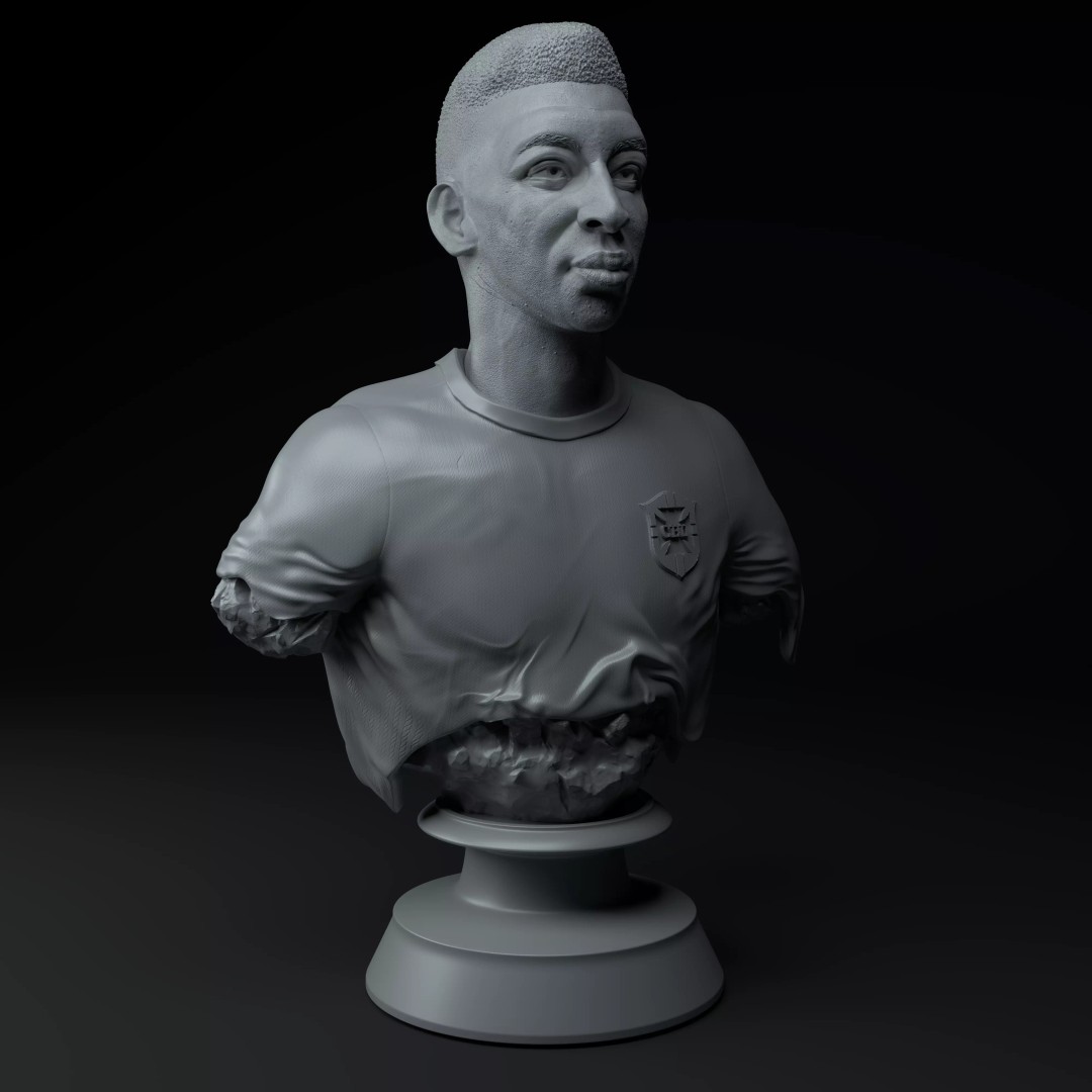 Pelé Premium Bust 3D Model – Detailed Collectible Sculpture, STL - View 9