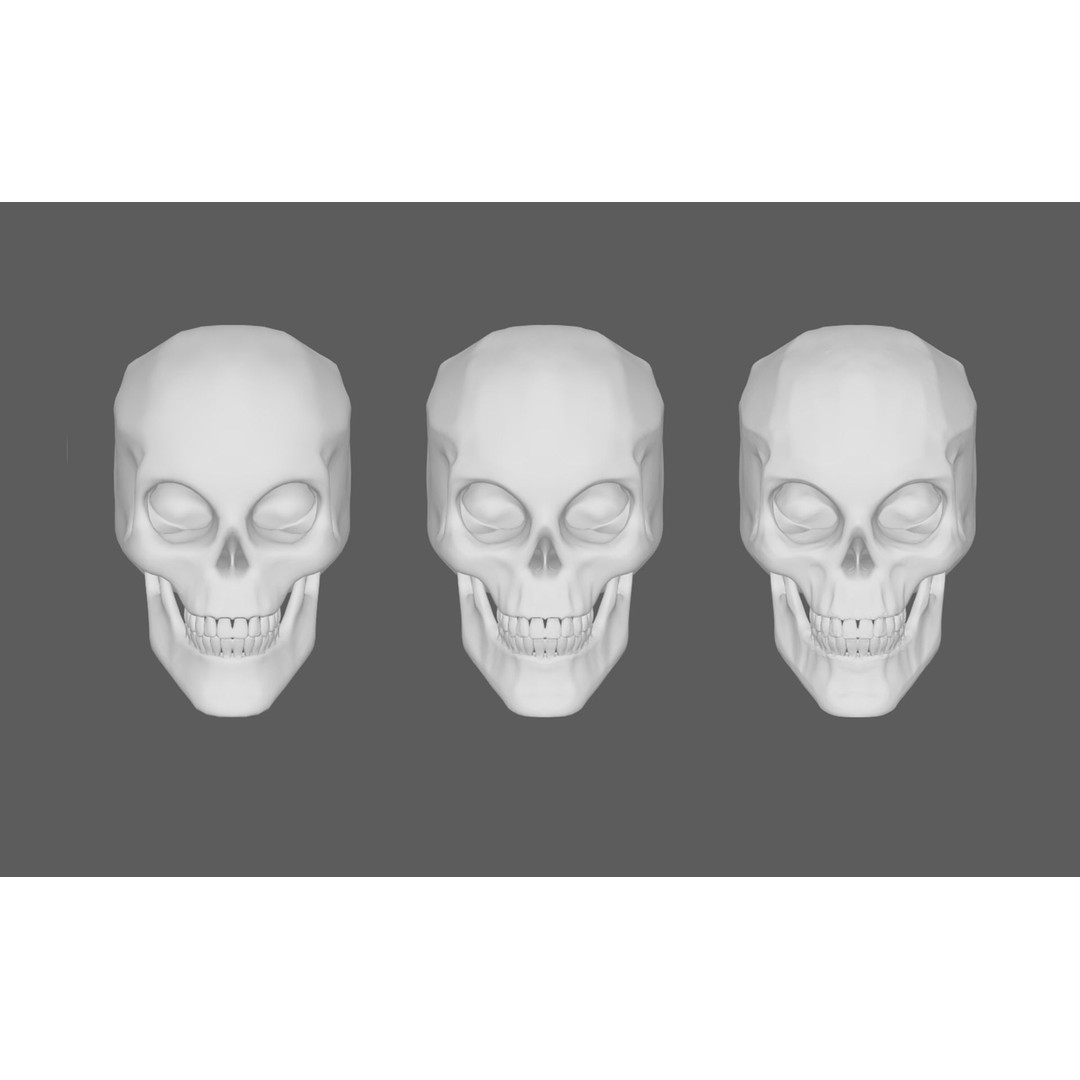 Stylized Human Skull 3D Model – Low Poly PBR Asset, FBX & OBJ Formats - View 5