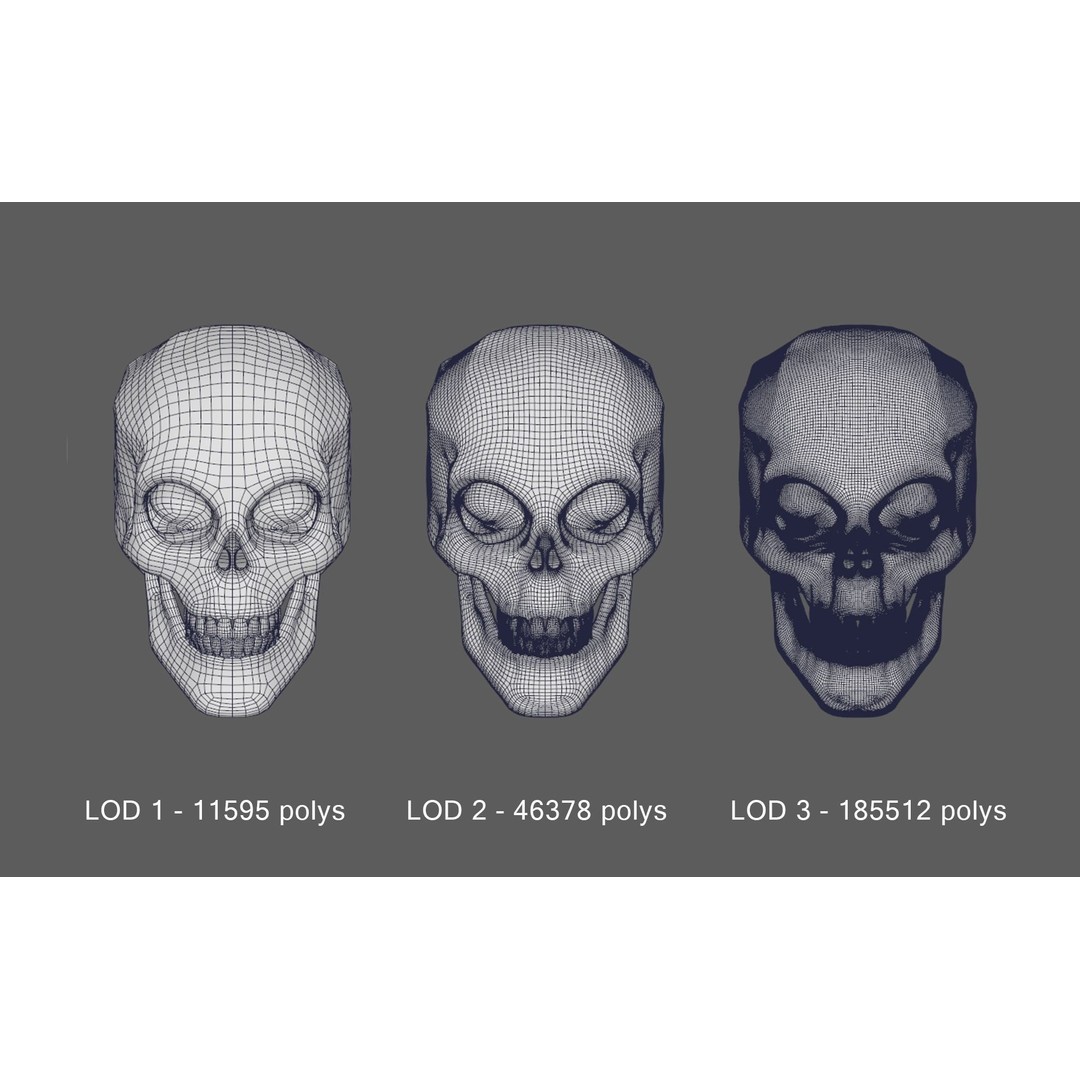 Stylized Human Skull 3D Model – Low Poly PBR Asset, FBX & OBJ Formats - View 6