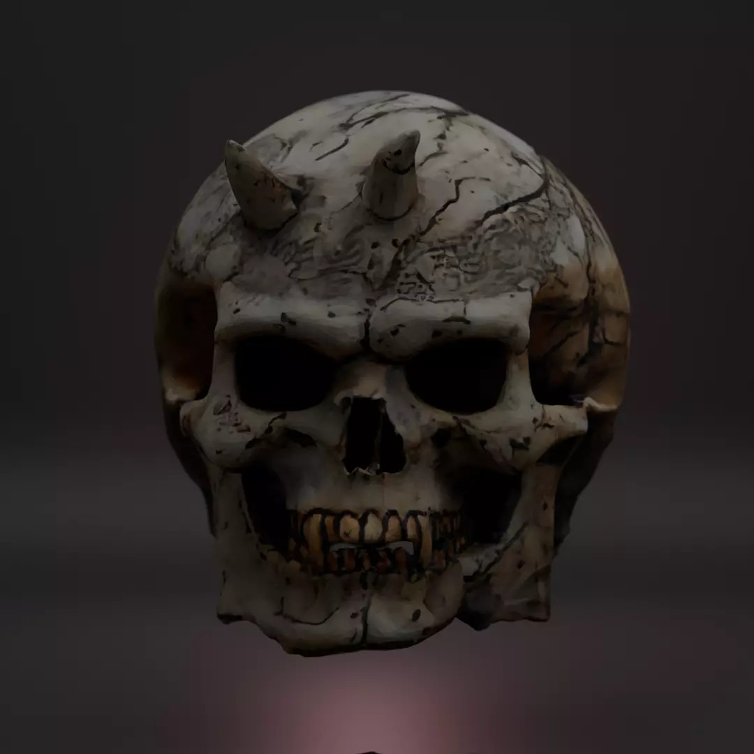 Ancient Skull Props Pack 3D Model – Demonic Low Poly Game Asset, FBX - View 8