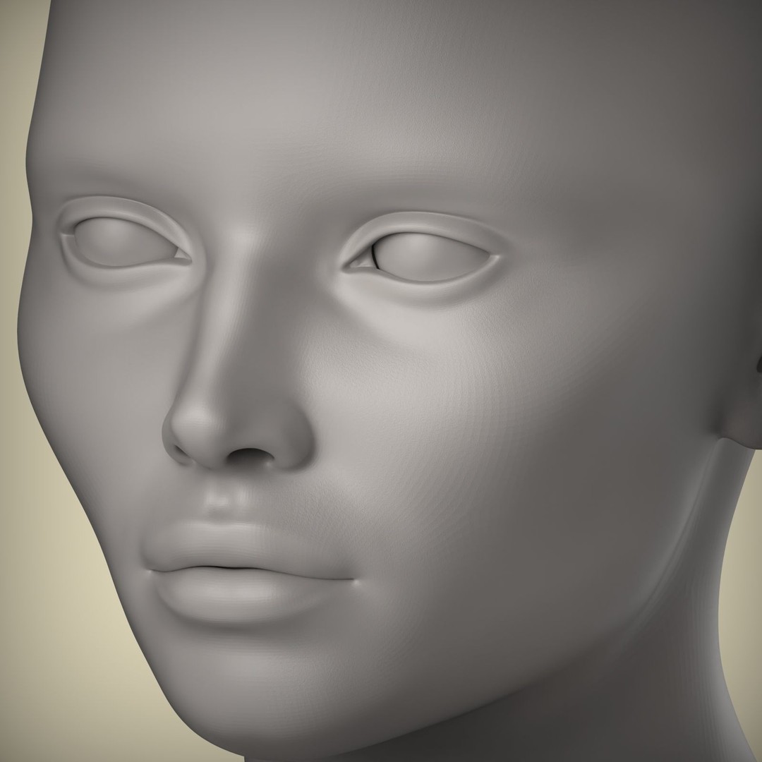 Female Character 3D Model – High Poly Portrait Doll, STL