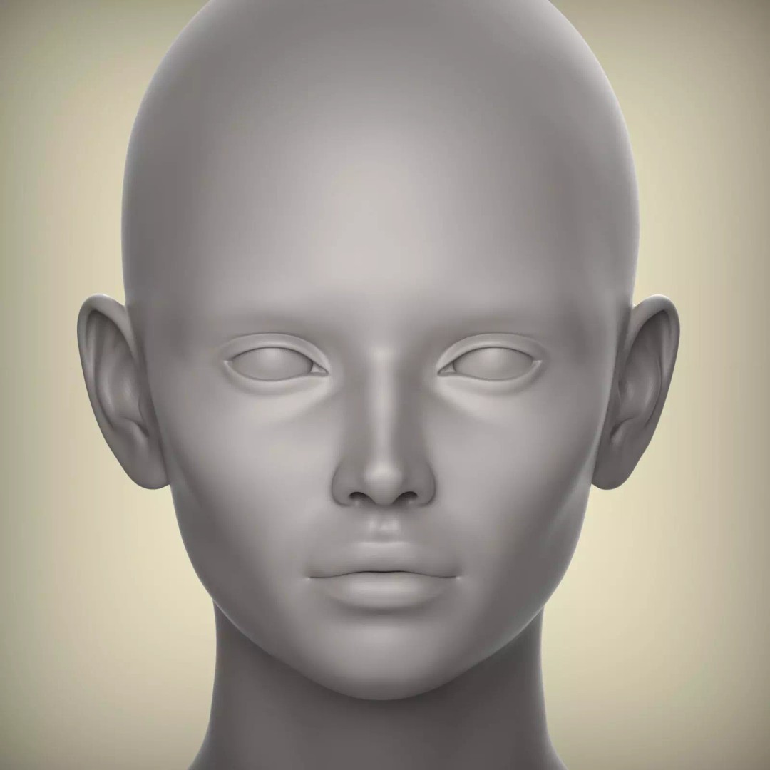 Female Character 3D Model – High Poly Portrait Doll, STL - View 2