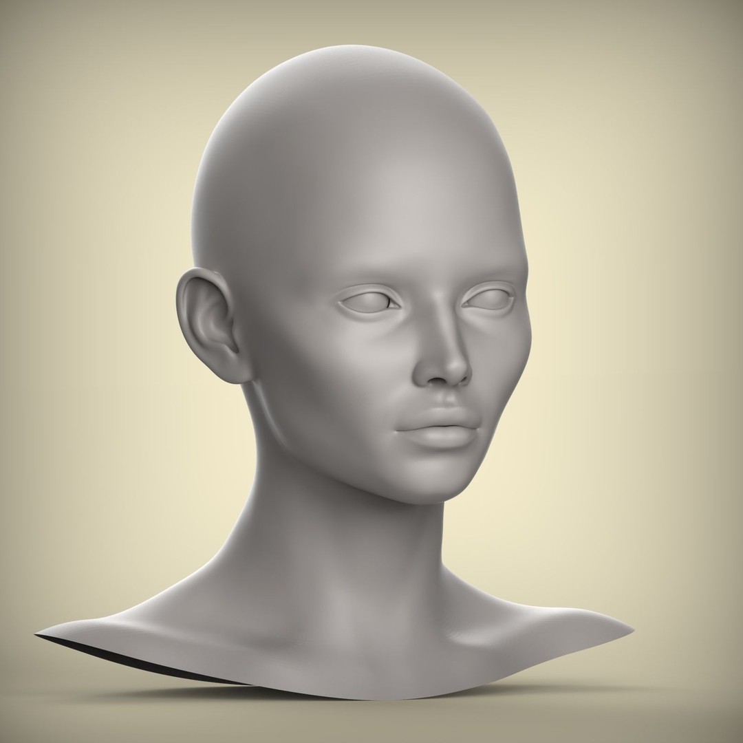 Female Character 3D Model – High Poly Portrait Doll, STL - View 4