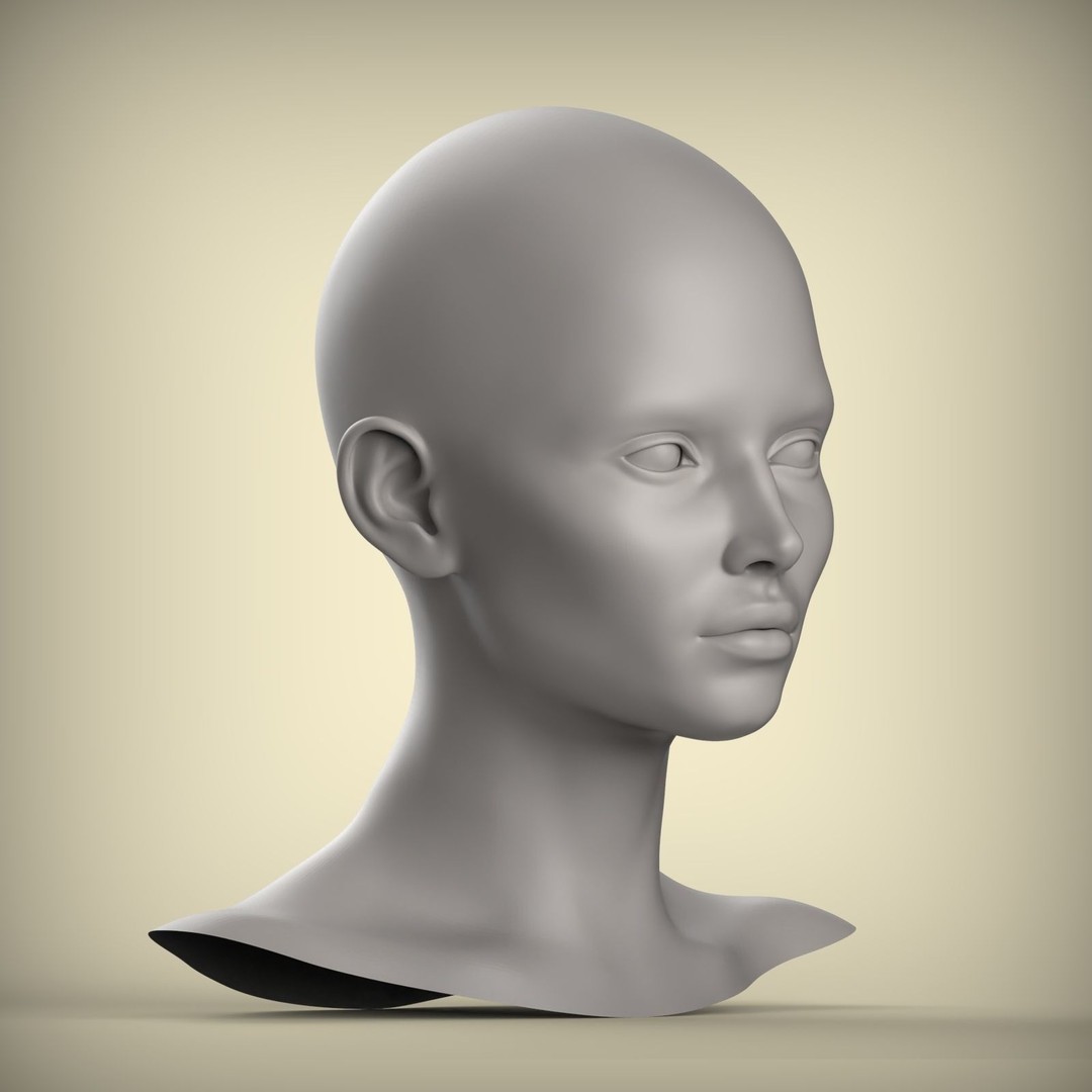 Female Character 3D Model – High Poly Portrait Doll, STL - View 5