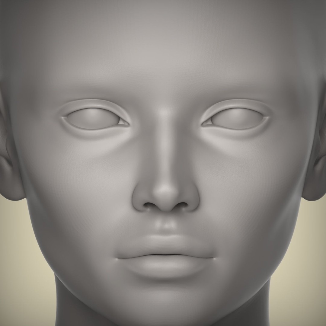 Female Character 3D Model – High Poly Portrait Doll, STL - View 7