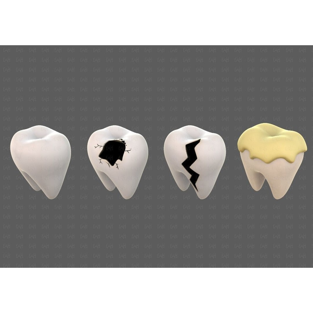 Teeth Cartoon 3D Model – Low Poly Game Asset, FBX, PBR Textures - View 10