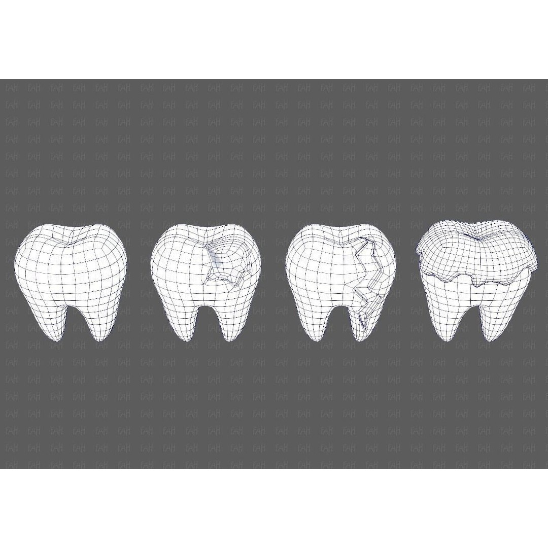 Teeth Cartoon 3D Model – Low Poly Game Asset, FBX, PBR Textures - View 11