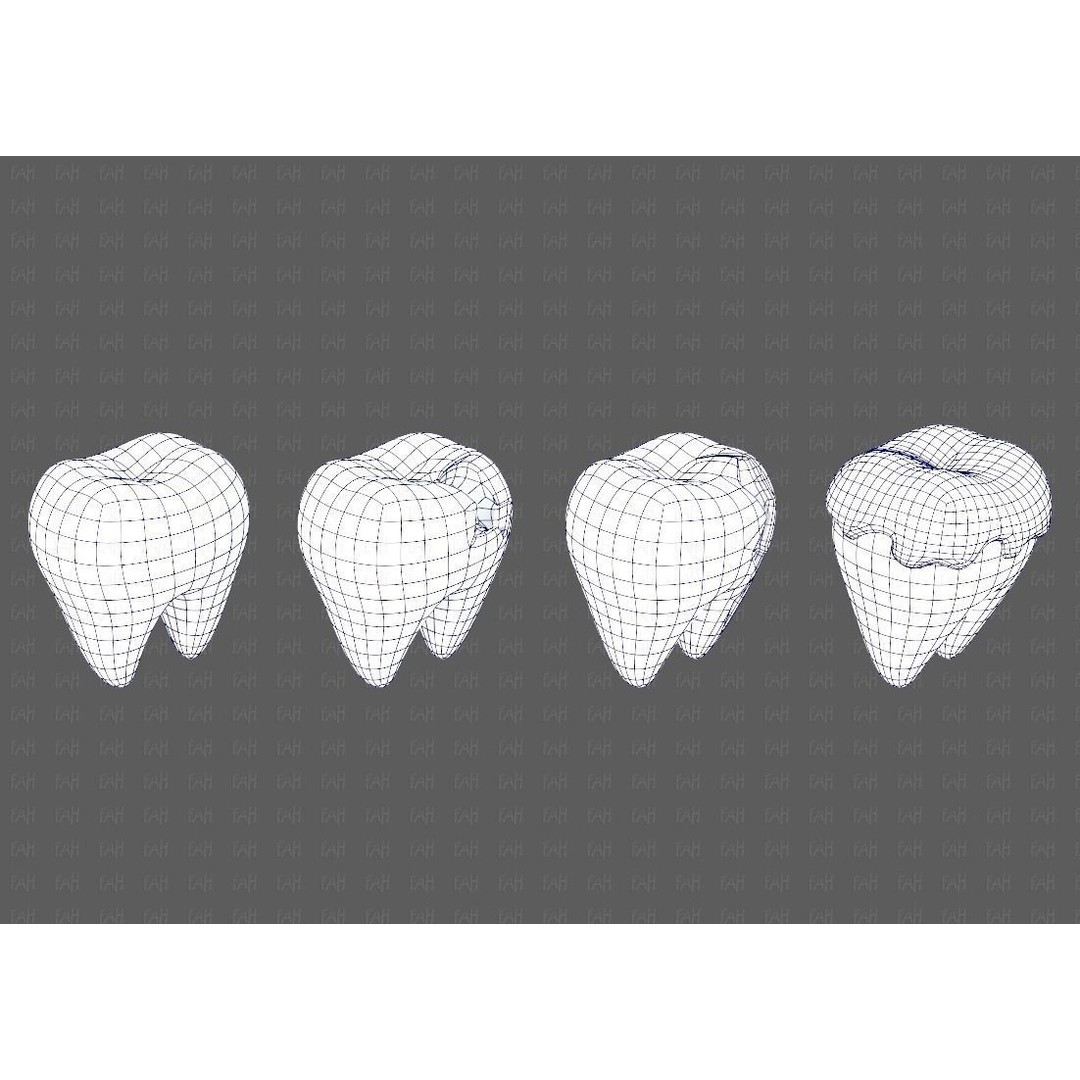 Teeth Cartoon 3D Model – Low Poly Game Asset, FBX, PBR Textures - View 12