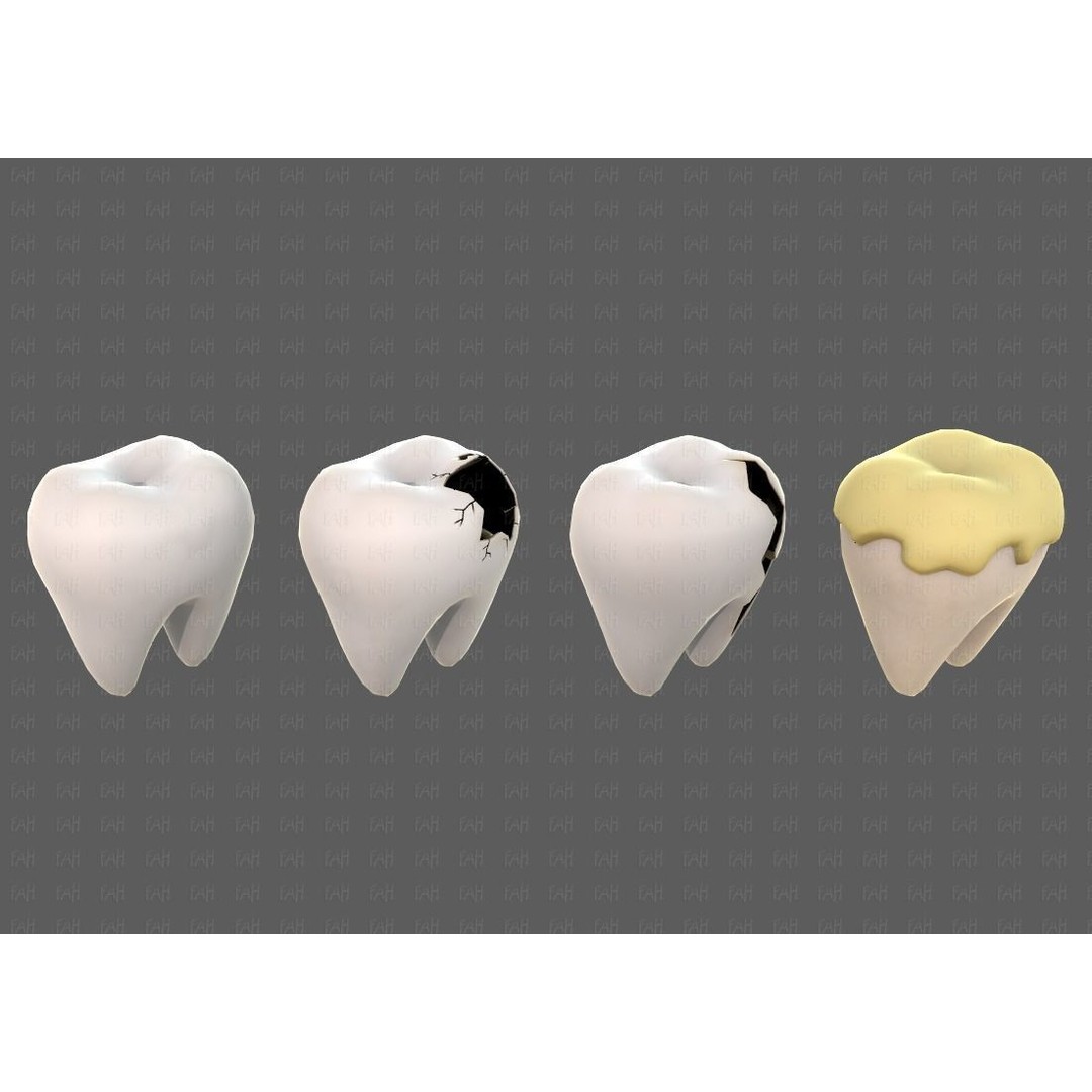 Teeth Cartoon 3D Model – Low Poly Game Asset, FBX, PBR Textures - View 20