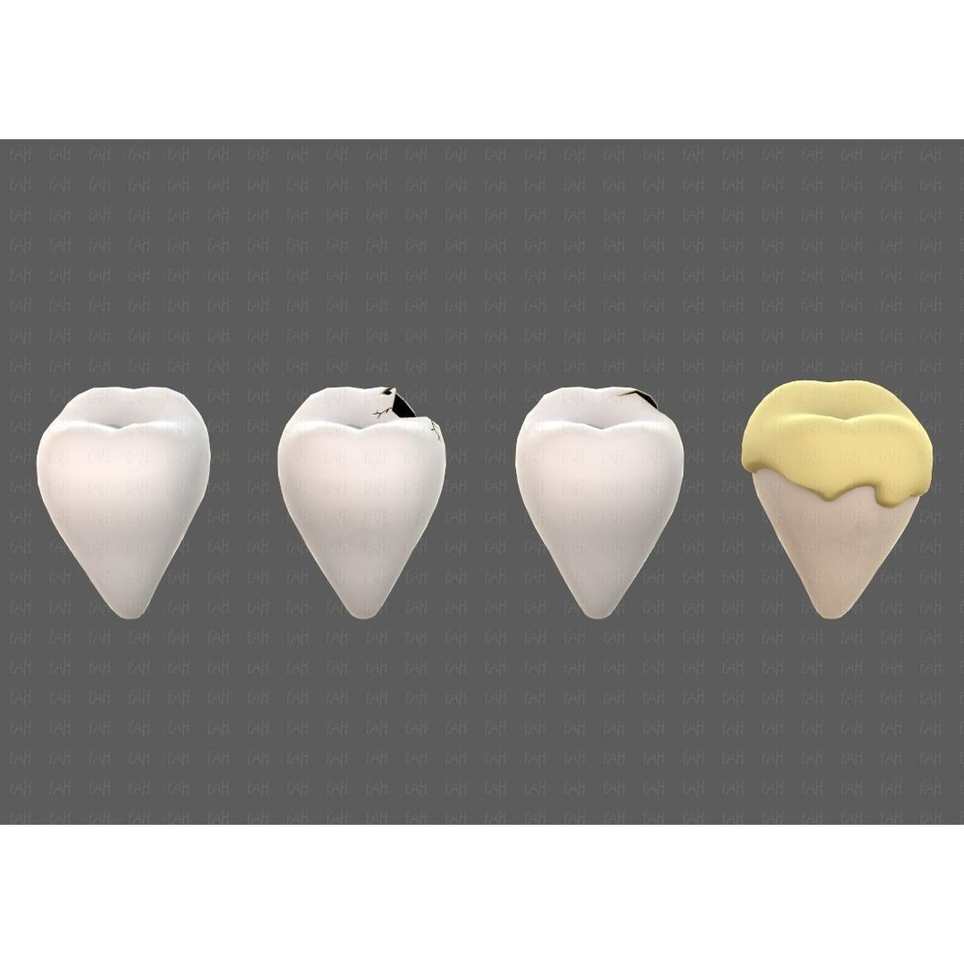 Teeth Cartoon 3D Model – Low Poly Game Asset, FBX, PBR Textures - View 21