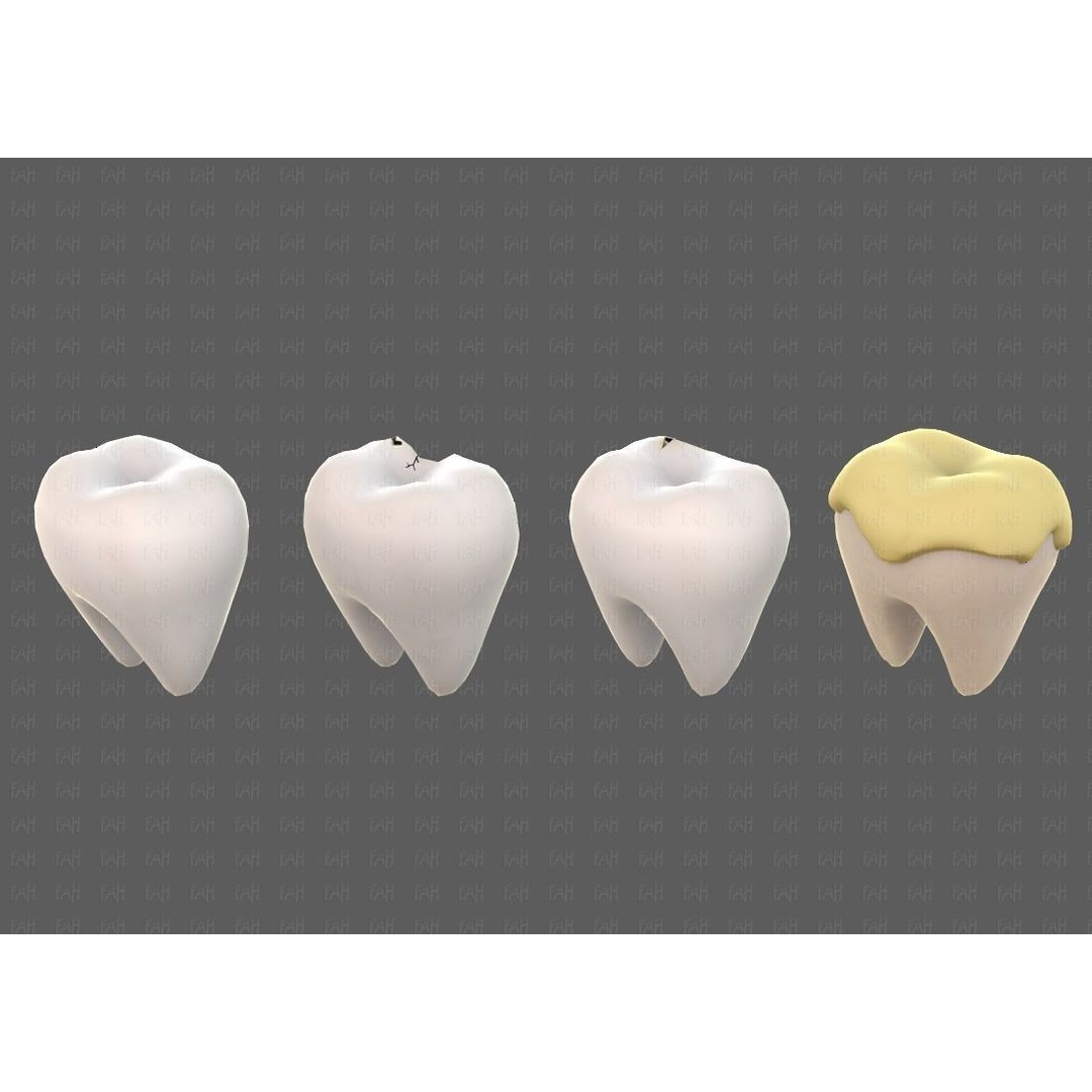 Teeth Cartoon 3D Model – Low Poly Game Asset, FBX, PBR Textures - View 22