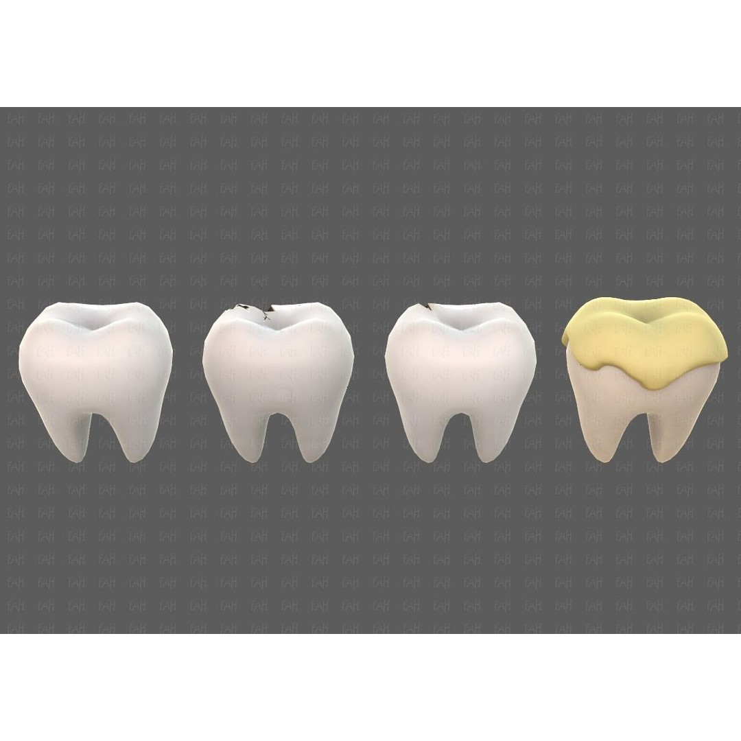 Teeth Cartoon 3D Model – Low Poly Game Asset, FBX, PBR Textures - View 23