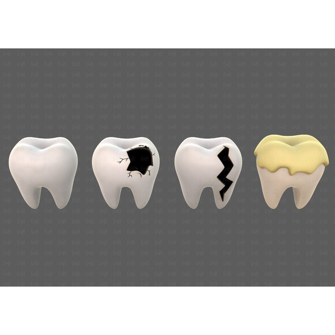 Teeth Cartoon 3D Model – Low Poly Game Asset, FBX, PBR Textures - View 3