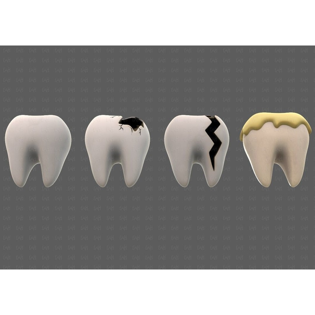 Teeth Cartoon 3D Model – Low Poly Game Asset, FBX, PBR Textures - View 39