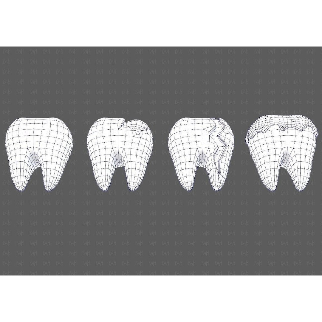 Teeth Cartoon 3D Model – Low Poly Game Asset, FBX, PBR Textures - View 40