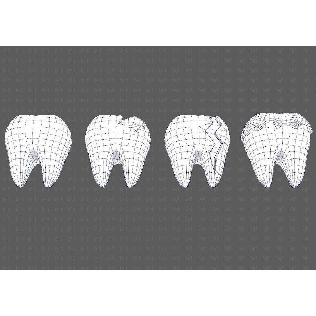 Teeth Cartoon 3D Model – Low Poly Game Asset, FBX, PBR Textures - View 42