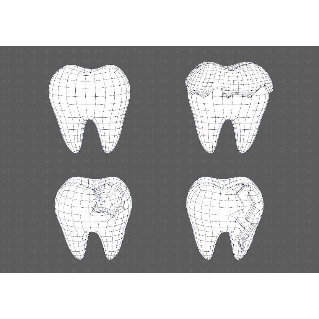 Teeth Cartoon 3D Model – Low Poly Game Asset, FBX, PBR Textures - View 44