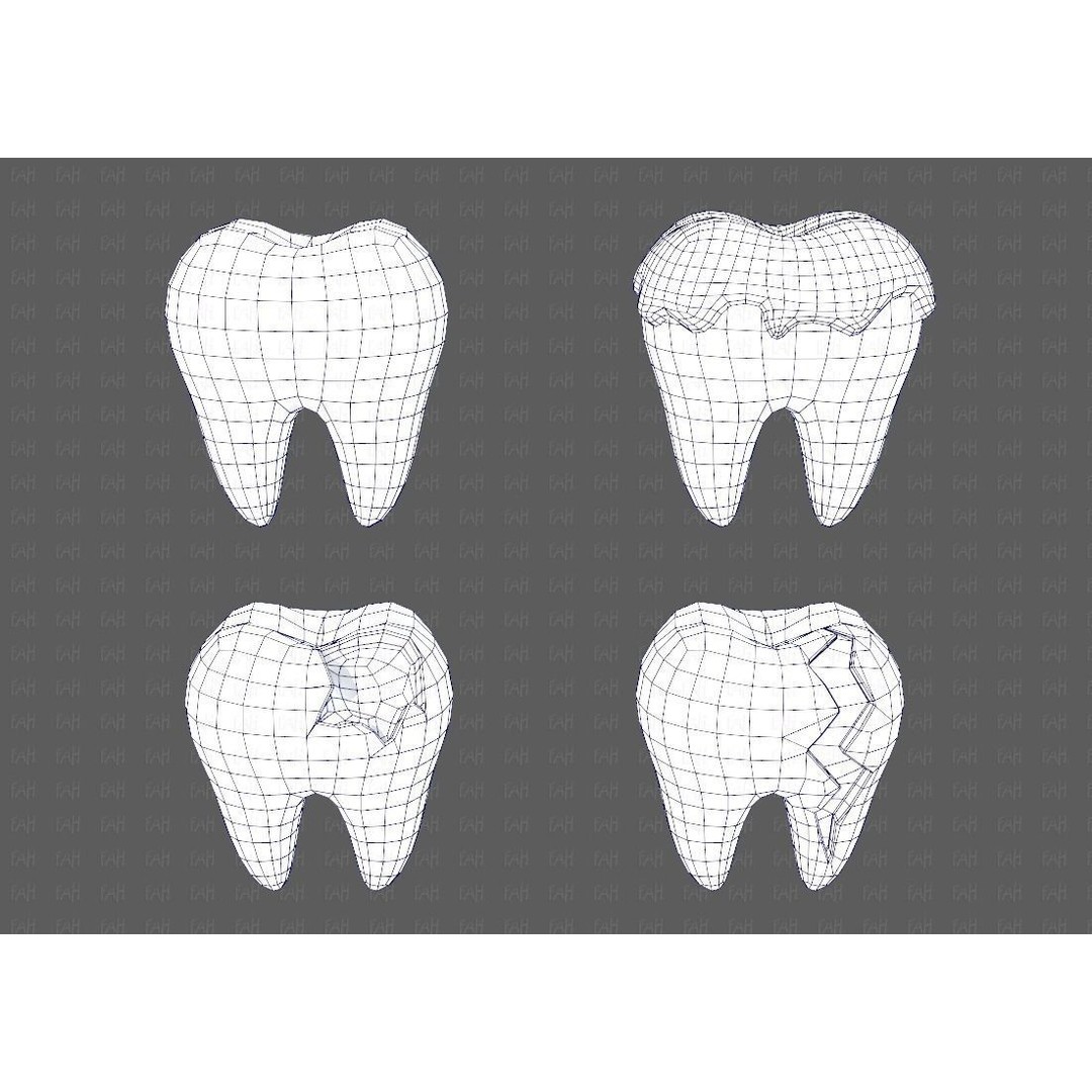 Teeth Cartoon 3D Model – Low Poly Game Asset, FBX, PBR Textures - View 46