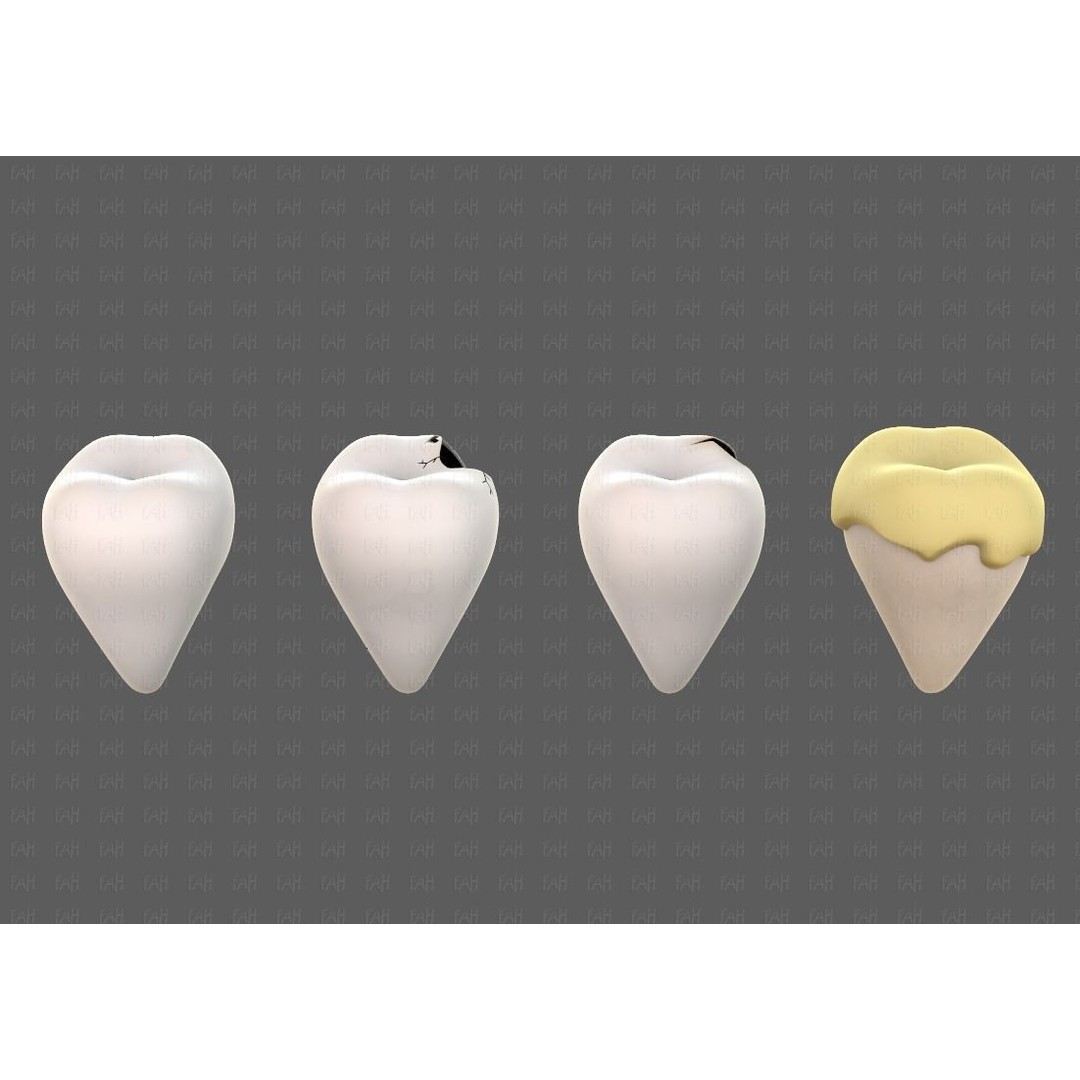 Teeth Cartoon 3D Model – Low Poly Game Asset, FBX, PBR Textures - View 5