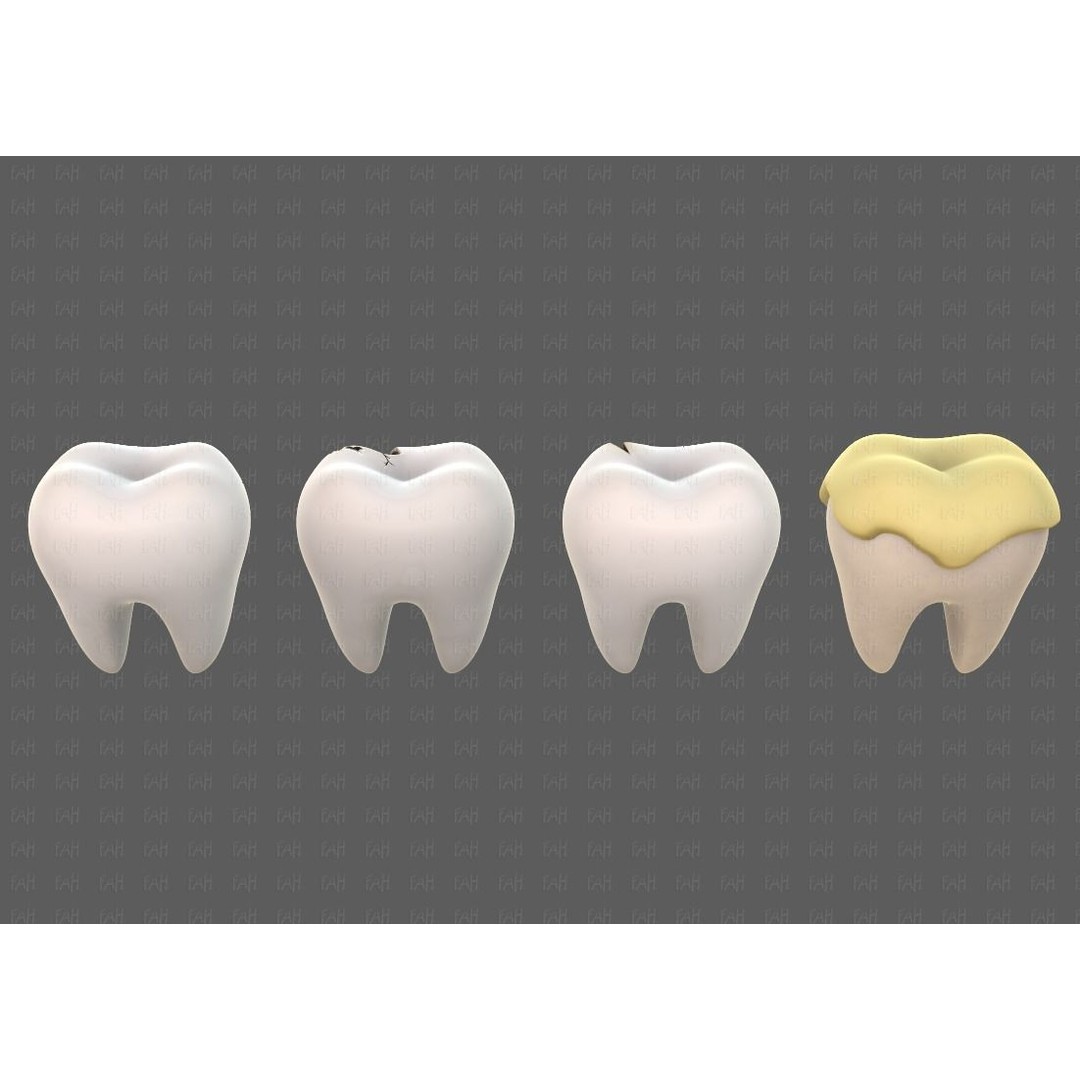 Teeth Cartoon 3D Model – Low Poly Game Asset, FBX, PBR Textures - View 7