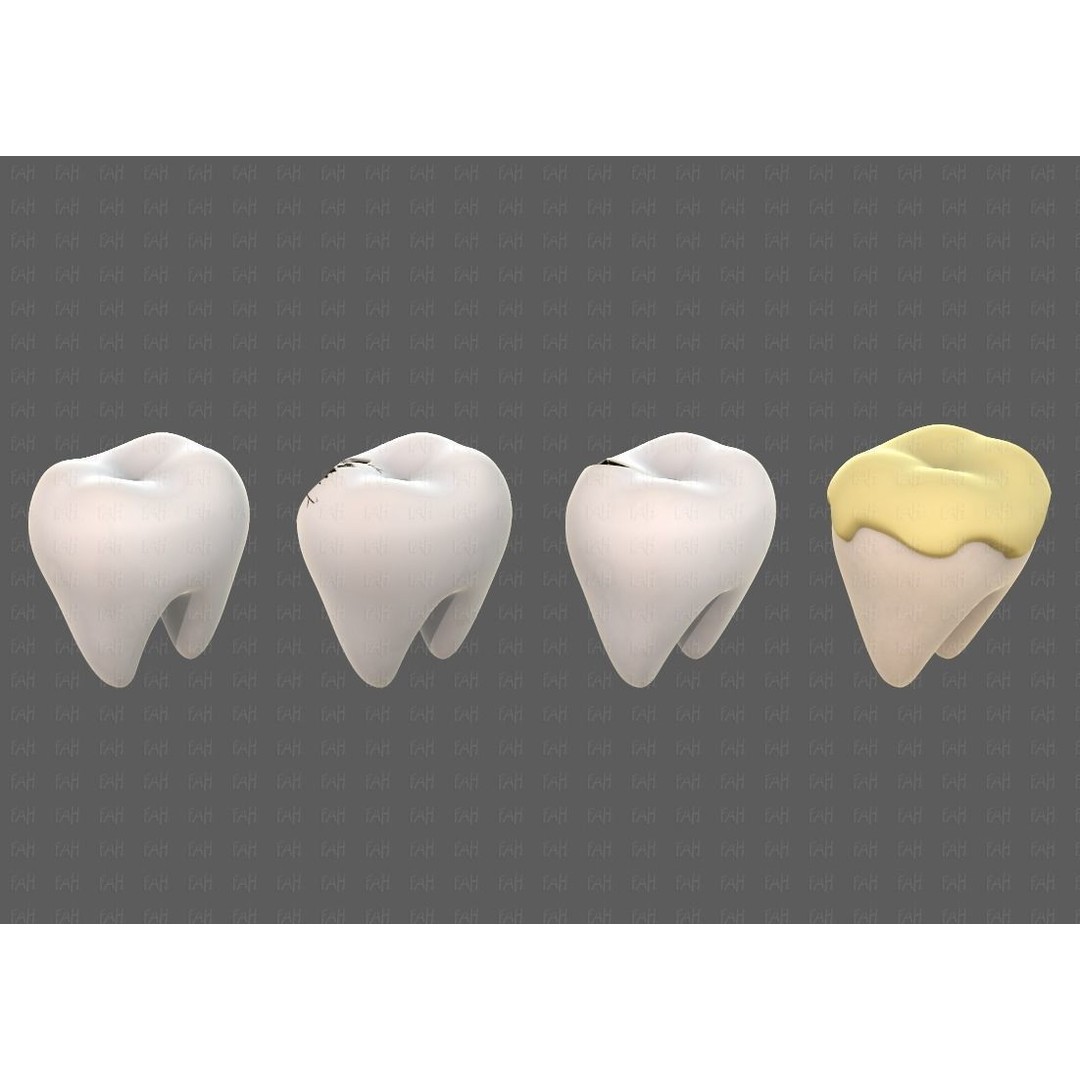 Teeth Cartoon 3D Model – Low Poly Game Asset, FBX, PBR Textures - View 8