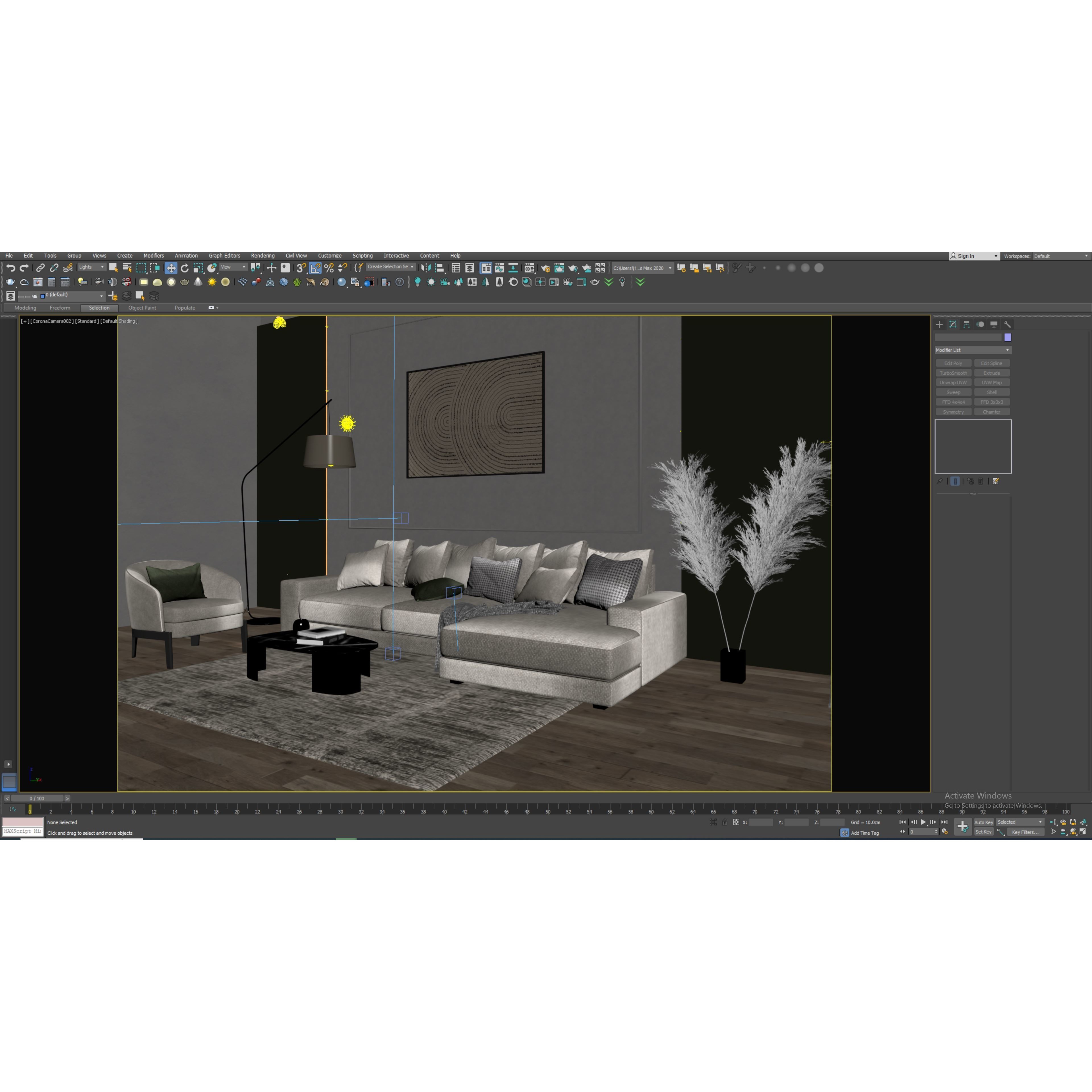 Interior Living Room Scene - Fully Textured 3D Model - View 11